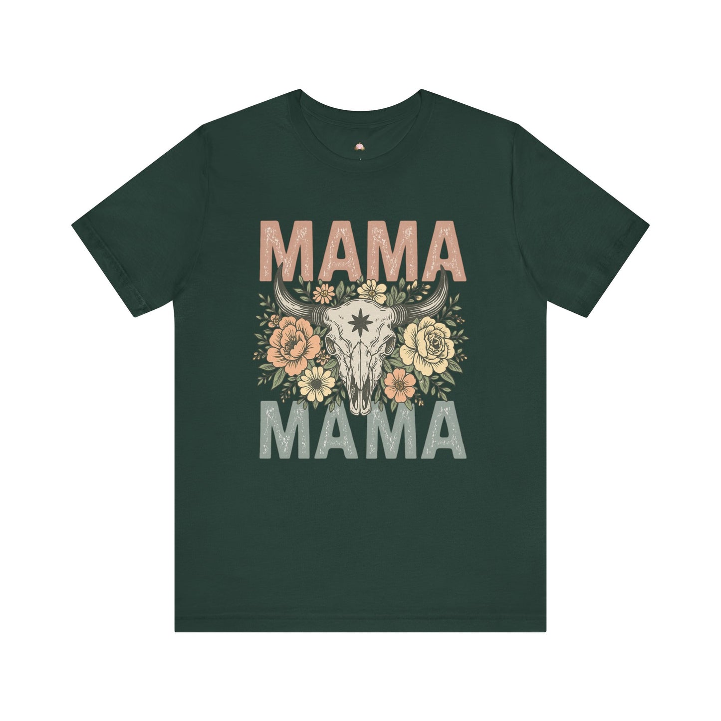 Western Floral “MAMA” Graphic Tee – Southern Boho Cow Skull Shirt - The Bougie Pumpkin Boutique