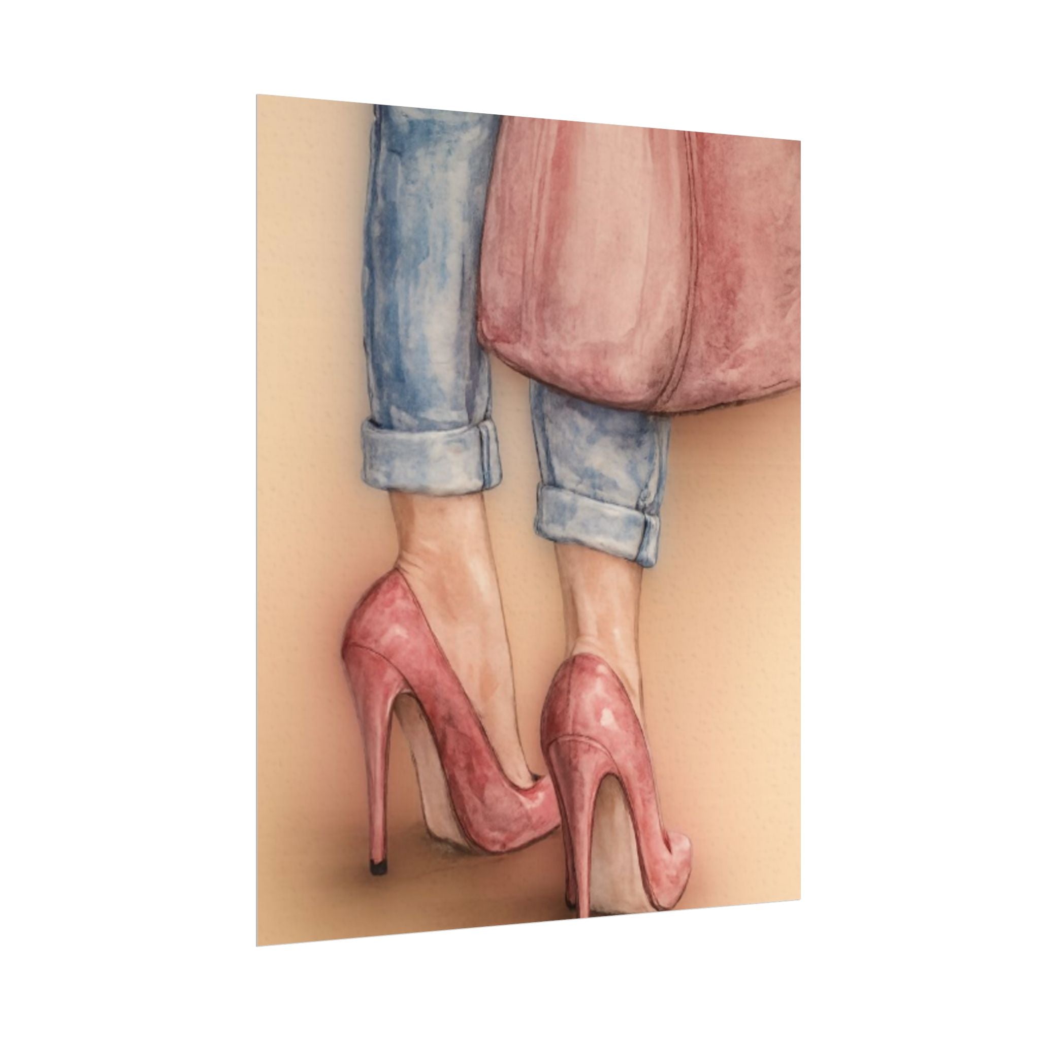 Stepping in Faith High Heels Poster — Watercolor Fashion Illustration Matte Print
