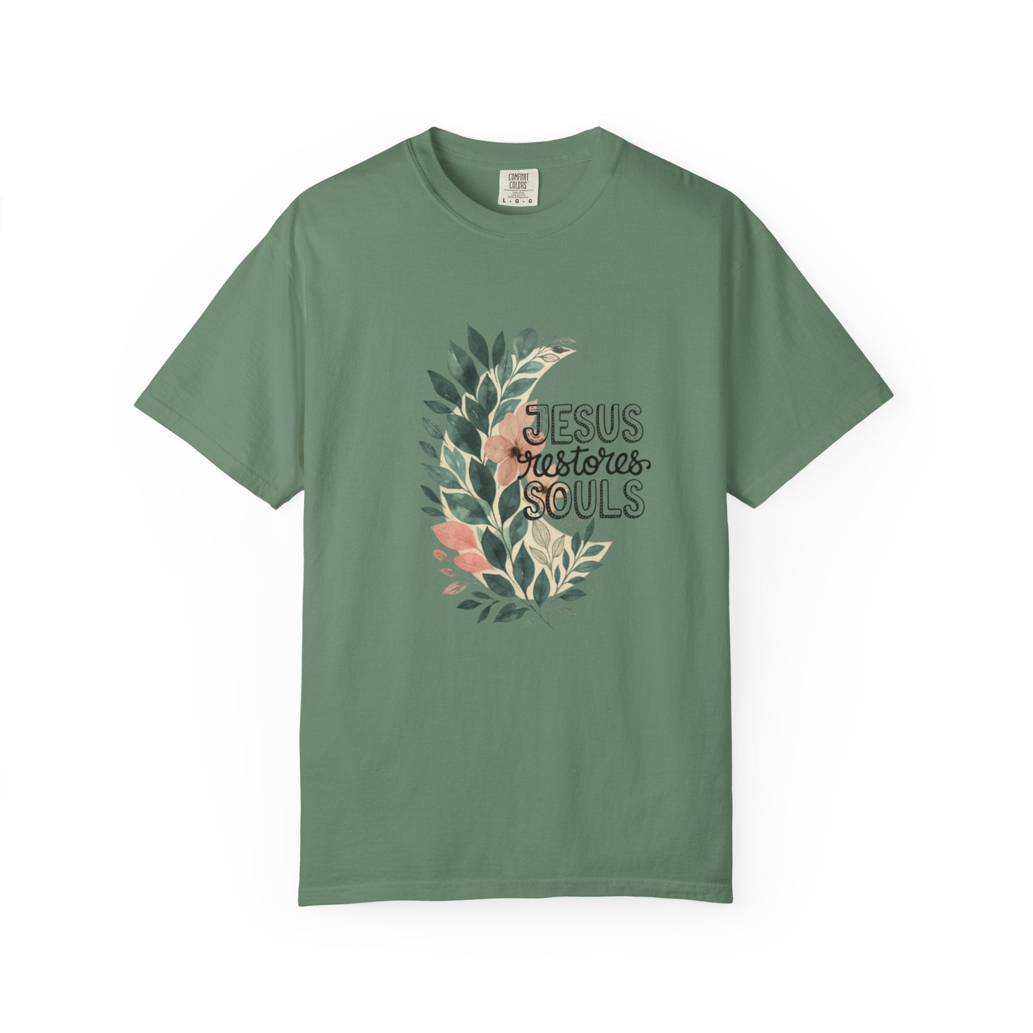 Floral Christian T-Shirt - Jesus Restores My Soul