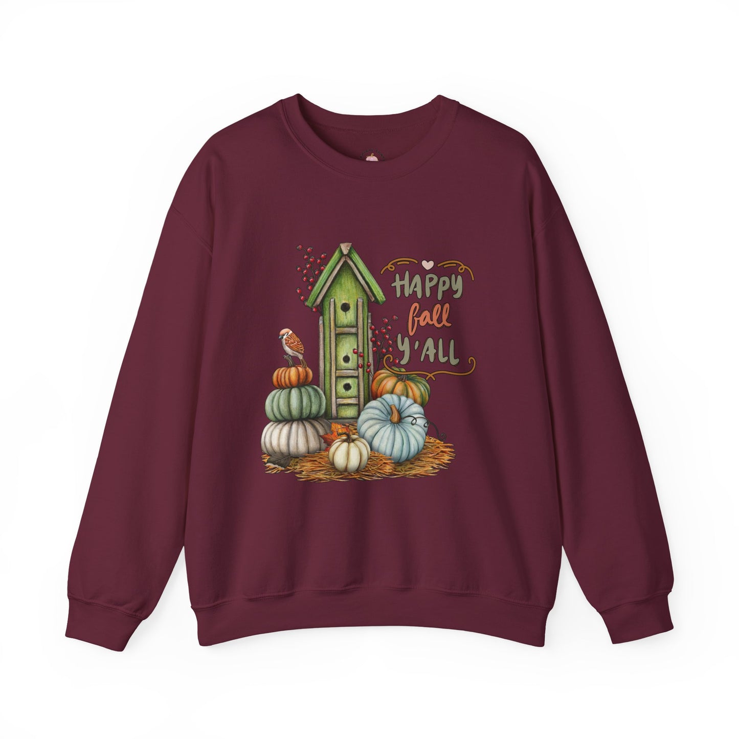 Happy Fall Unisex Crewneck Sweatshirt, Cozy Autumn Apparel, Thanksgiving Gift, Pumpkin Season Sweater, Fall Fashion Top