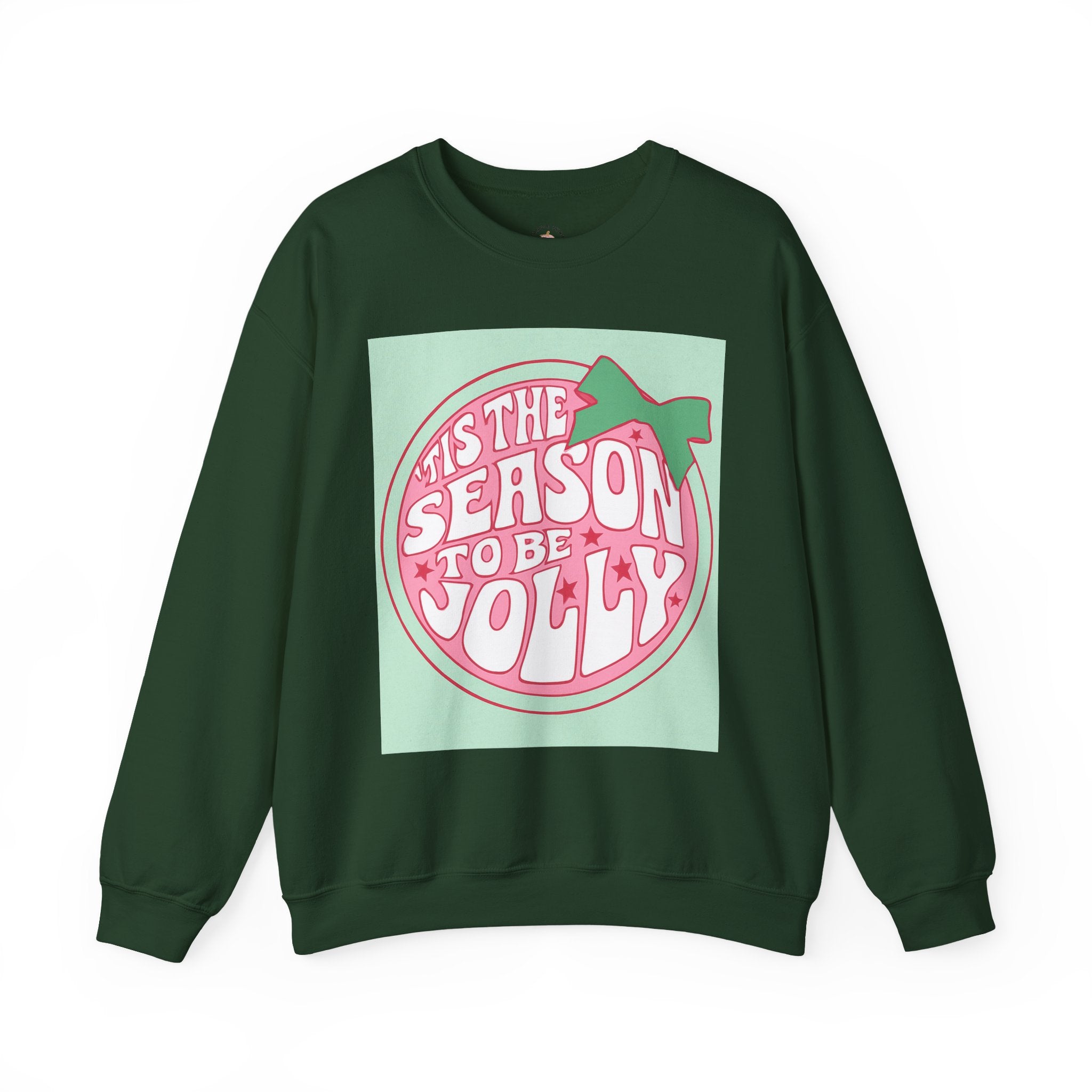 Holiday Sweatshirt — ’Tis the Season to Be Jolly Pastel Graphic Crewneck