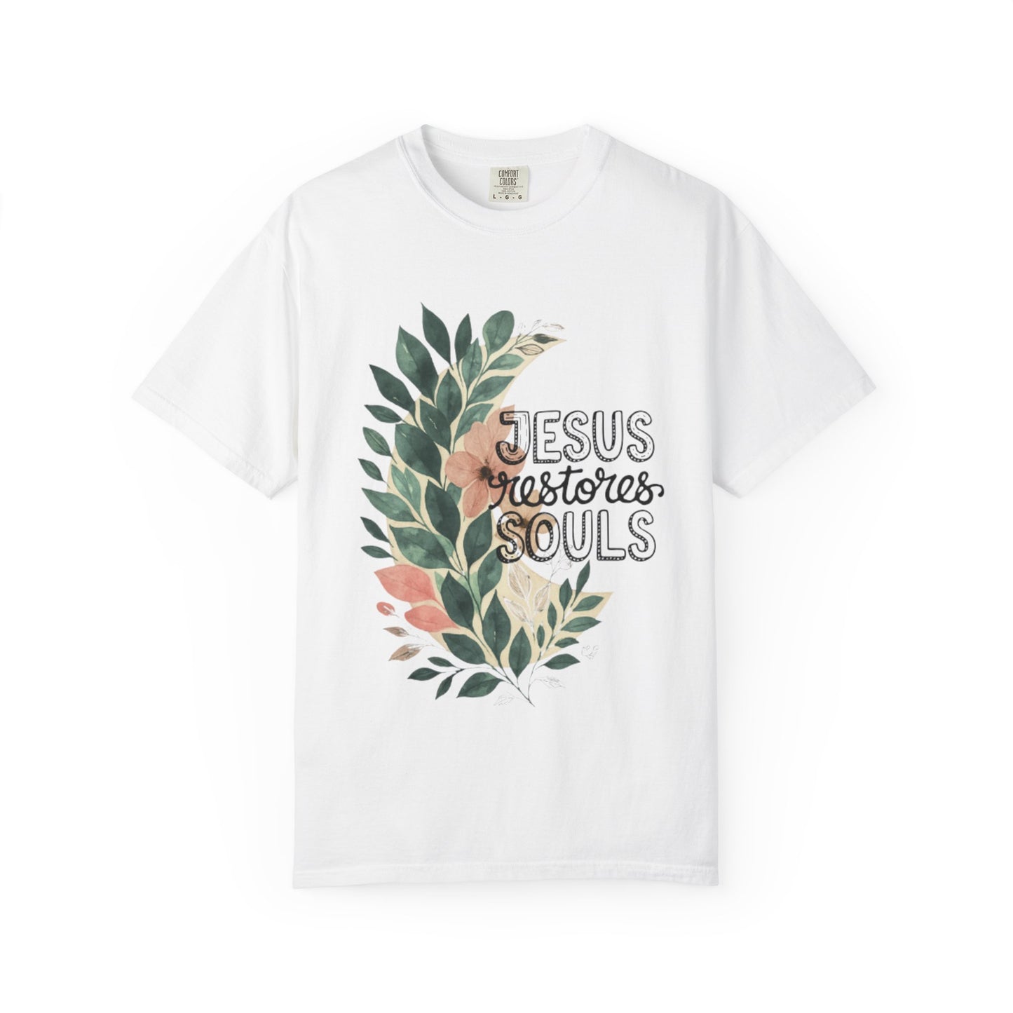 Floral Christian T-Shirt - Jesus Restores My Soul