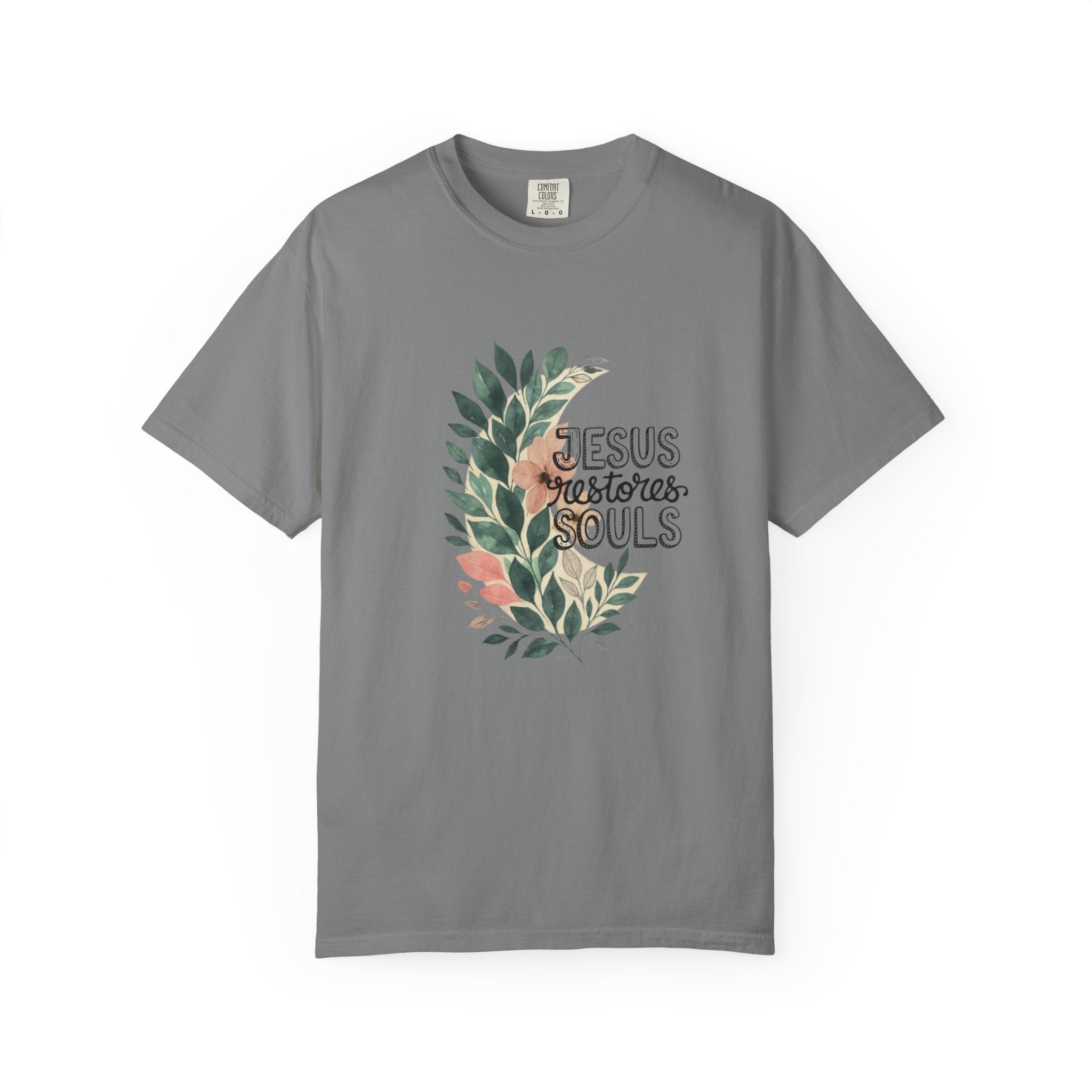 Floral Christian T-Shirt - Jesus Restores My Soul