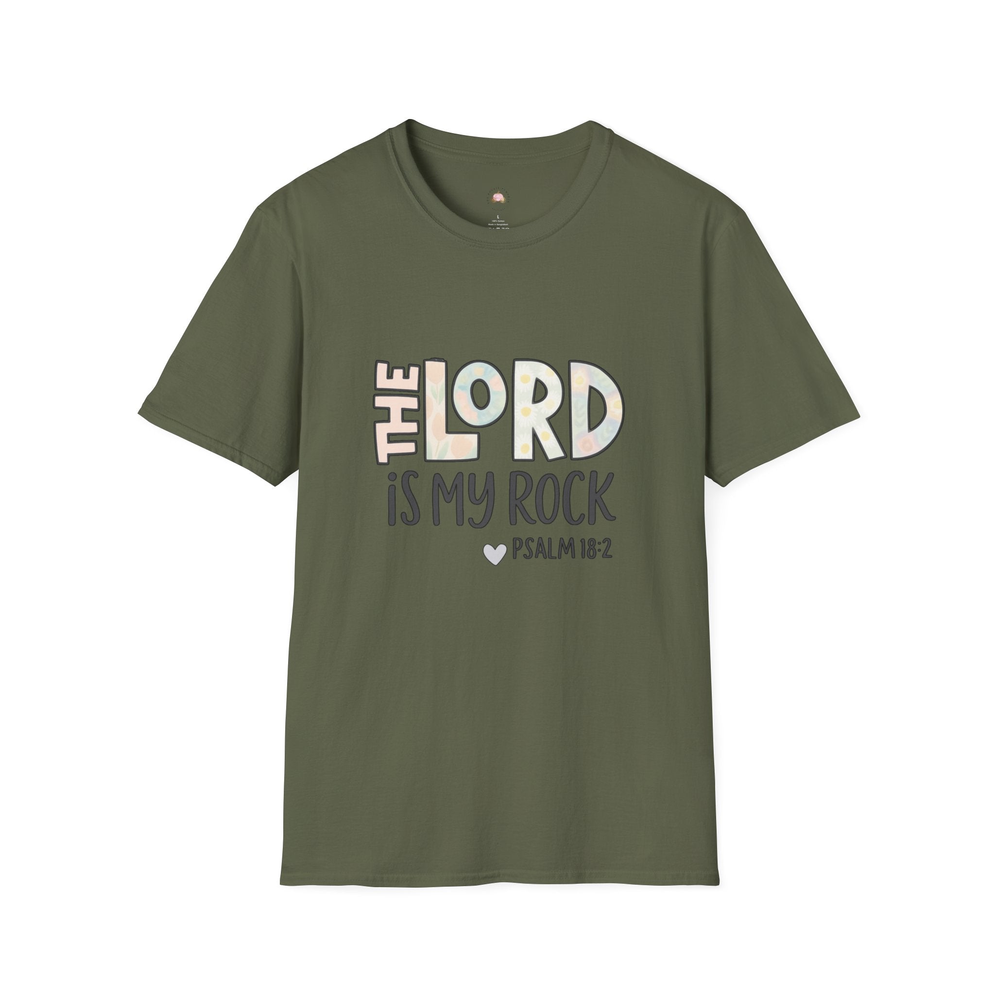 Christian T-Shirt — “The Lord Is My Rock” Psalm 18:2 Inspirational Tee