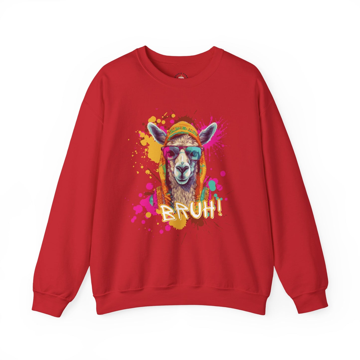 Colorful Llama Graphic Crewneck Sweatshirt | Fun Gift, Cozy Wear, Animal Lover Apparel, Chill Vibes, Casual Style