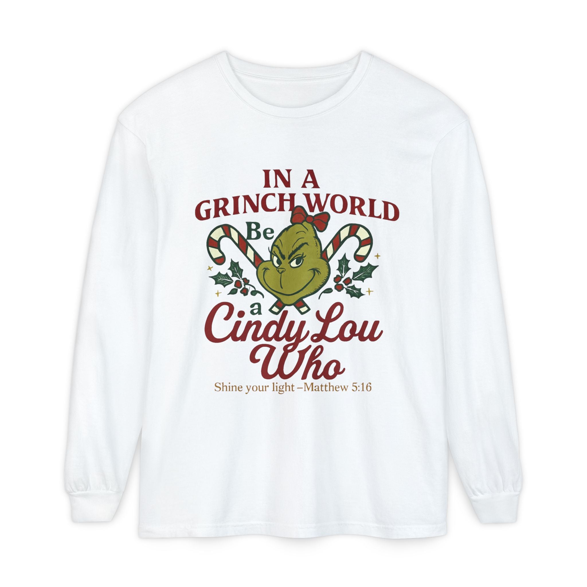 Christian Christmas Shirt – “Be a Cindy Lou Who” Inspired Holiday Tee | Matthew 5:16 | Bougie Pumpkin Boutique