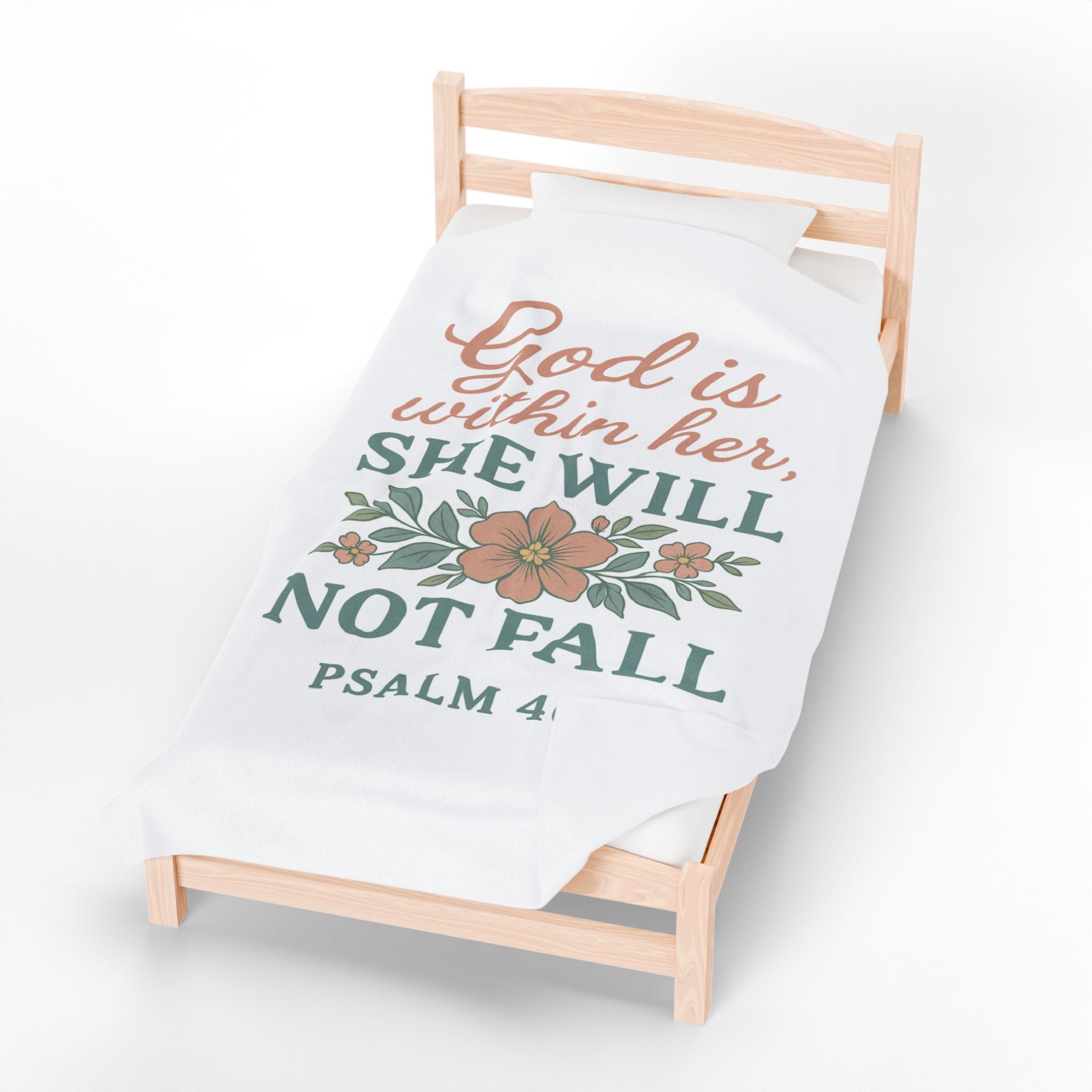 Psalm 46:5 Blanket – “God Is Within Her, She Will Not Fall” Christian Floral Throw | Faith Home Decor | Bougie Pumpkin Boutique