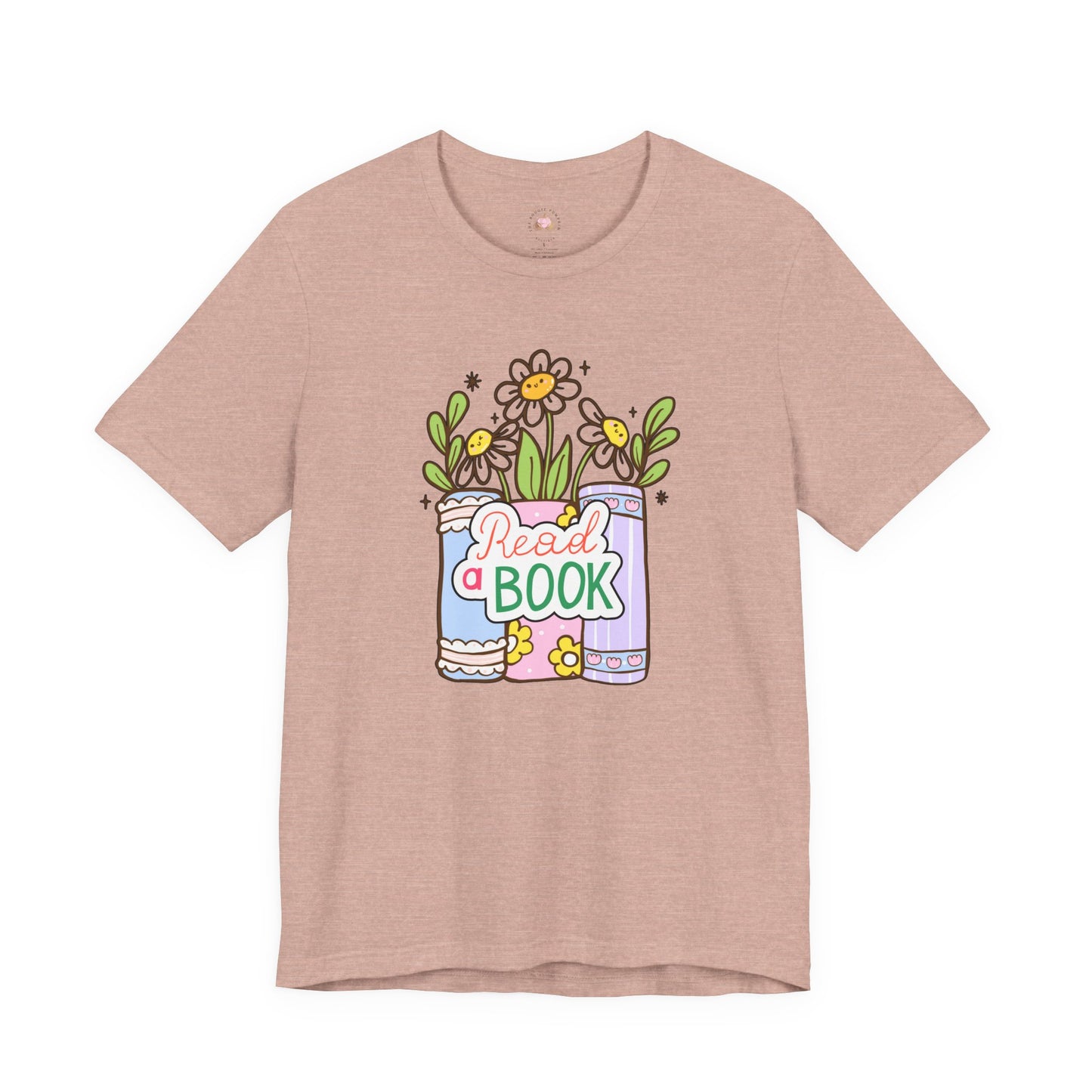Whimsical Reading Tee, Cute Book Lover Shirt, Gift for Readers, Flower Graphic Tee, Summer Casual Wear, Literary Lover T-shirt