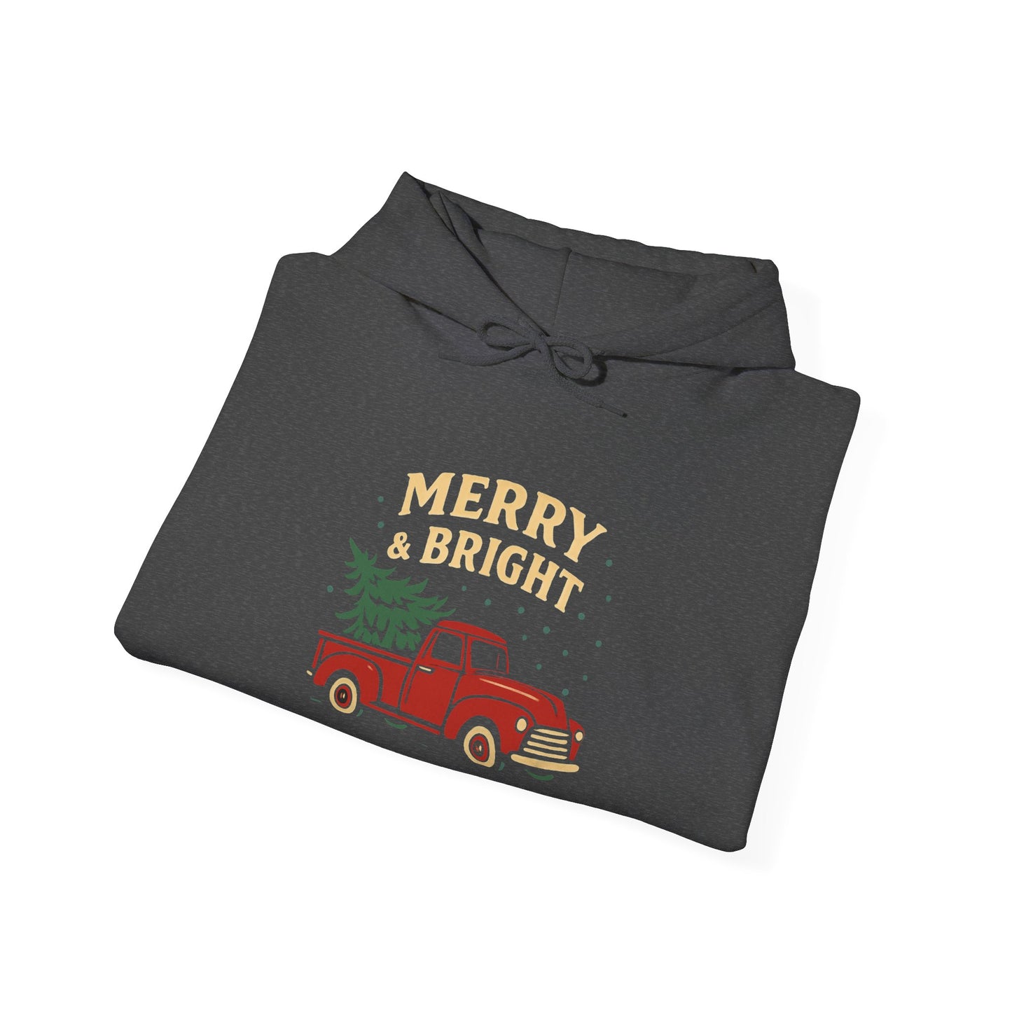 Merry & Bright Hoodie, Cozy Holiday Sweatshirt, Christmas Gift for Him & Her, Festive Apparel, Winter Style