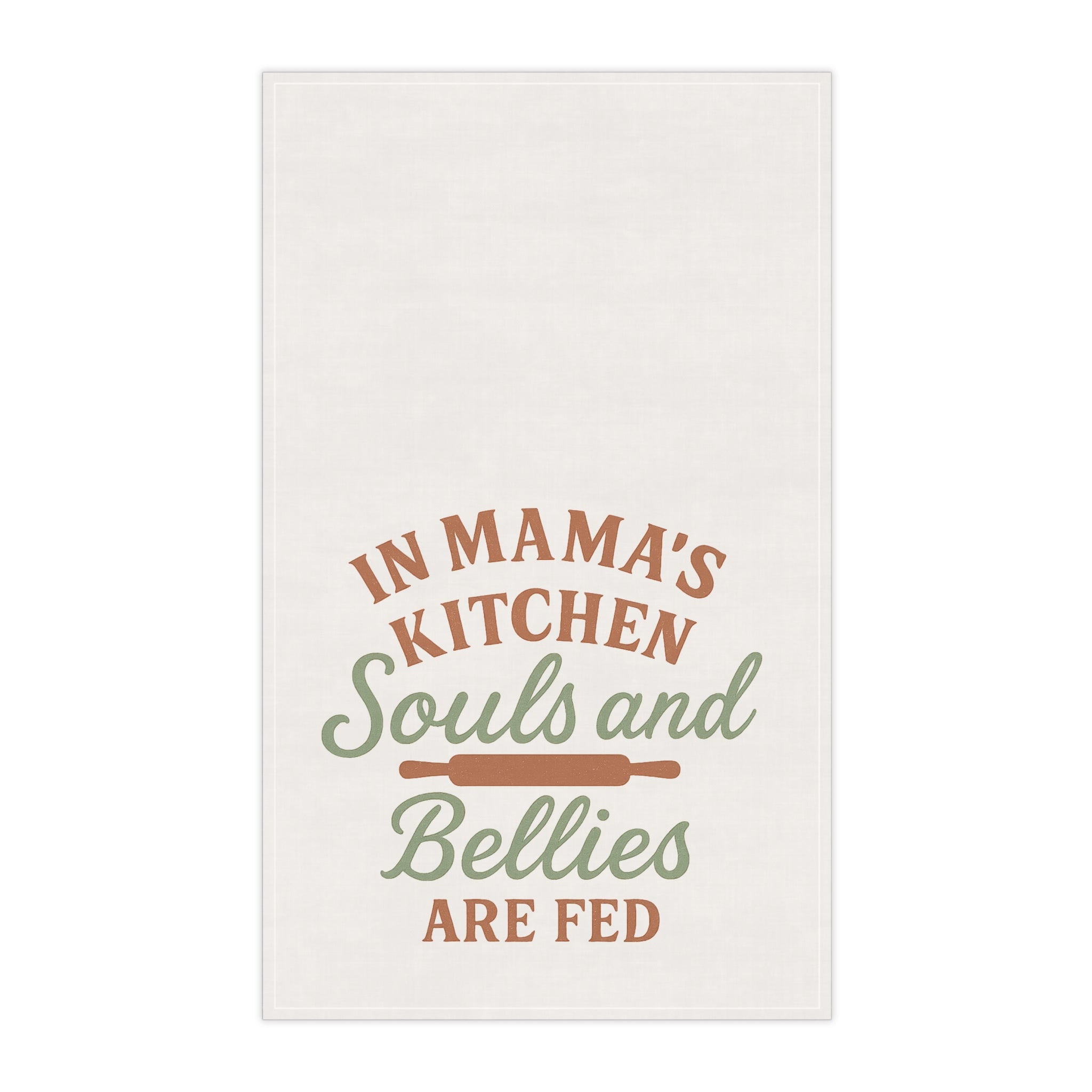 Mama’s Kitchen Tea Towel – “Souls and Bellies Are Fed” | Inspirational Southern Kitchen Decor – The Bougie Pumpkin Boutique
