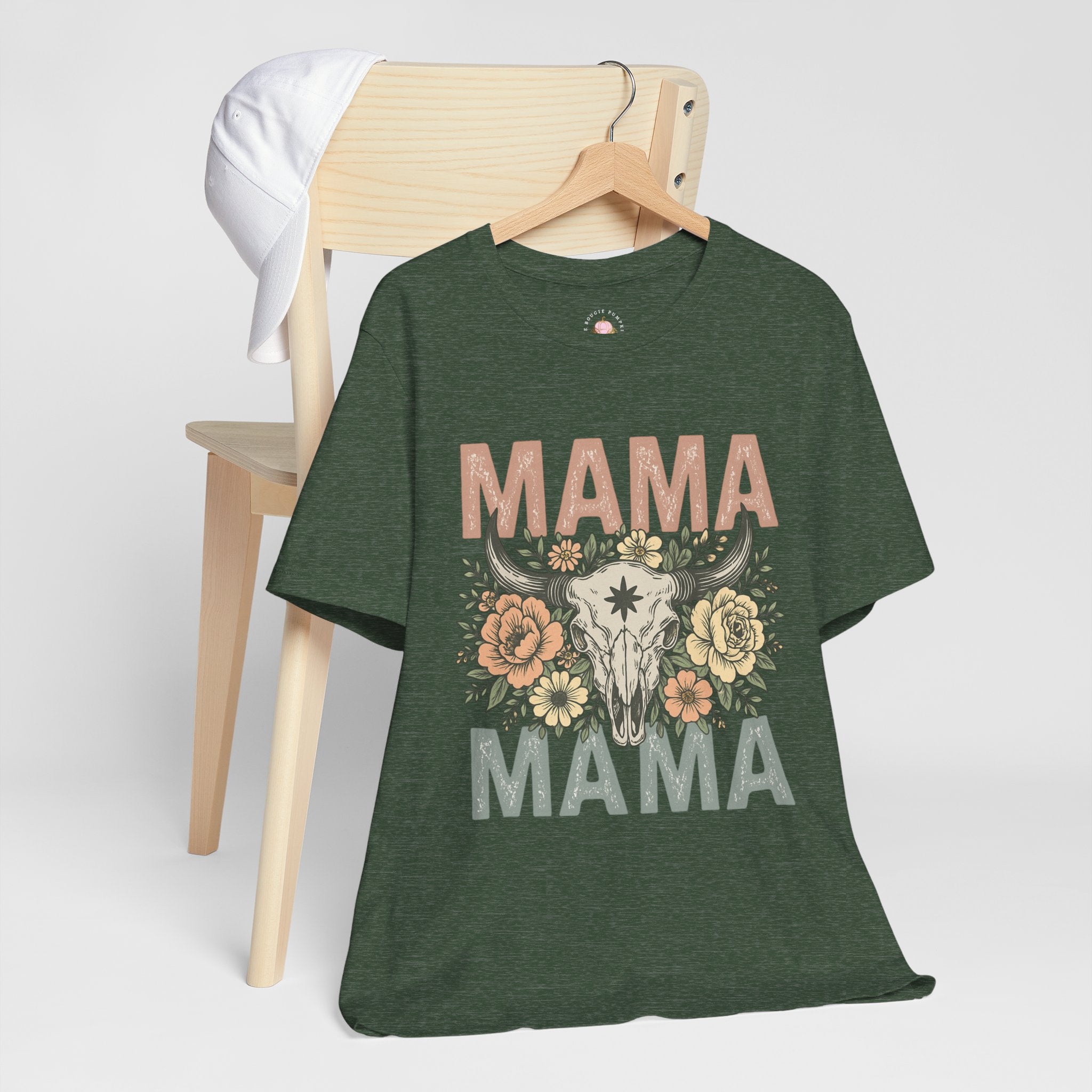Mama Floral Skull Tee — Vintage Boho Mom T‑Shirt for Mother’s Day