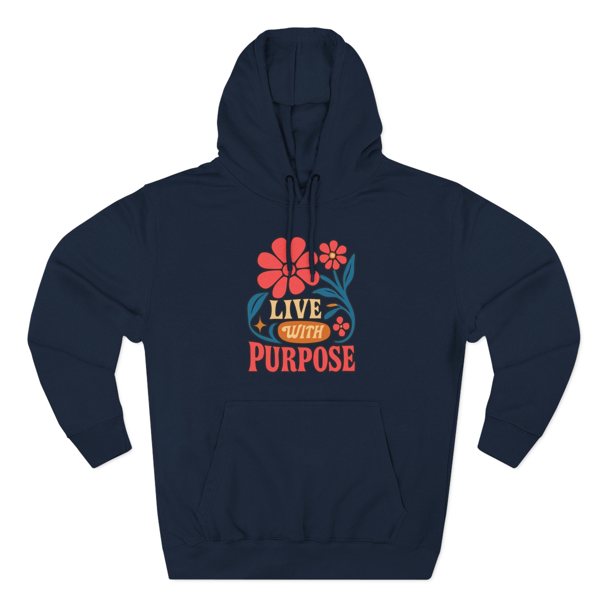Live With Purpose Hoodie - Retro Floral Inspirational Pullover