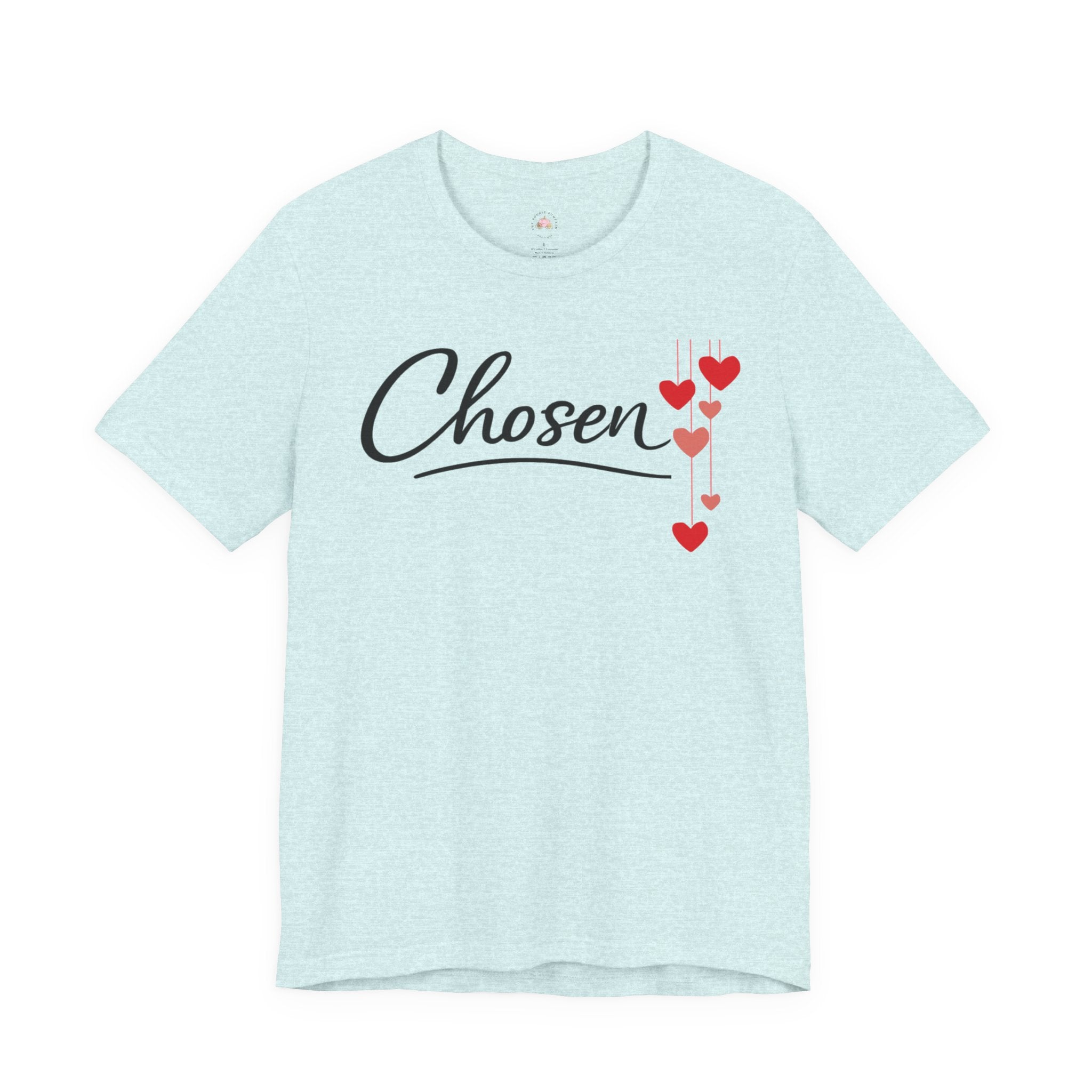 Chosen Hearts T-Shirt — 'Chosen' Script Tee with Falling Hearts