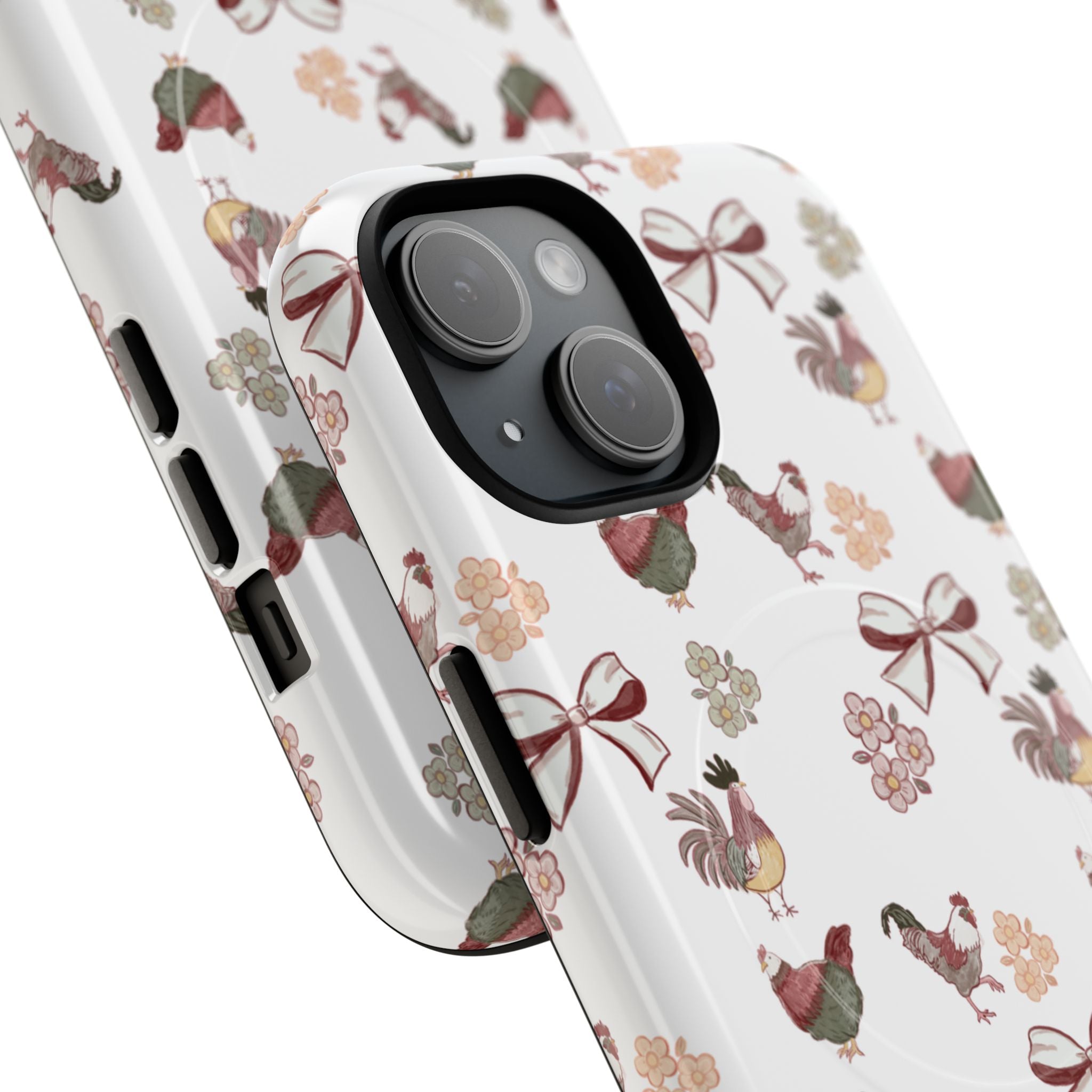 Rooster Bow Floral Phone Case — Tough Magnetic Protective iPhone Cover