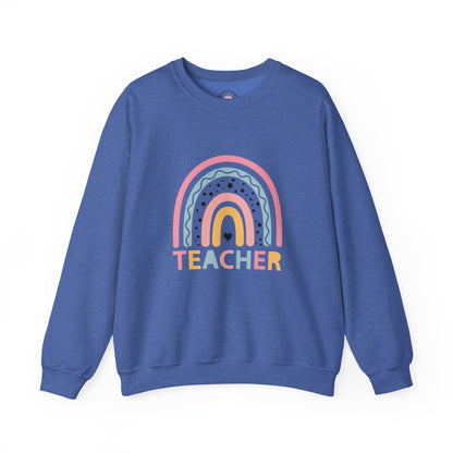 Rainbow Teacher Crewneck Sweatshirt - Cozy Gift for Educators, Back to School, Teacher Appreciation, Classroom Wear, Cute Sweatshirt