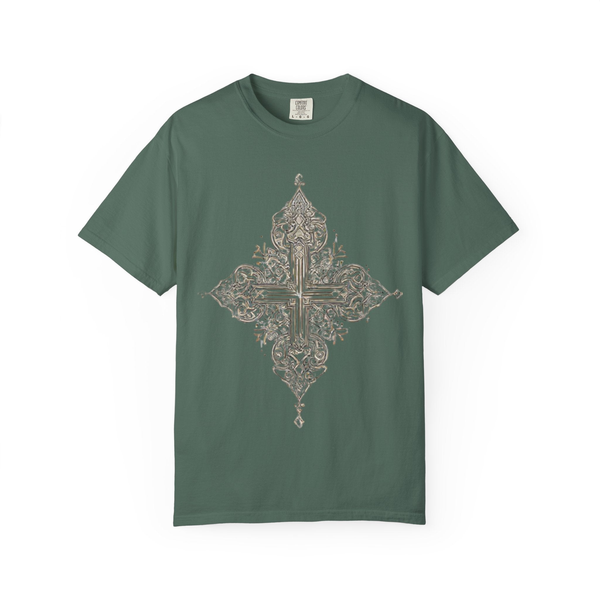 Ornate Vintage Cross T-Shirt — Gothic Floral Cross Graphic Tee