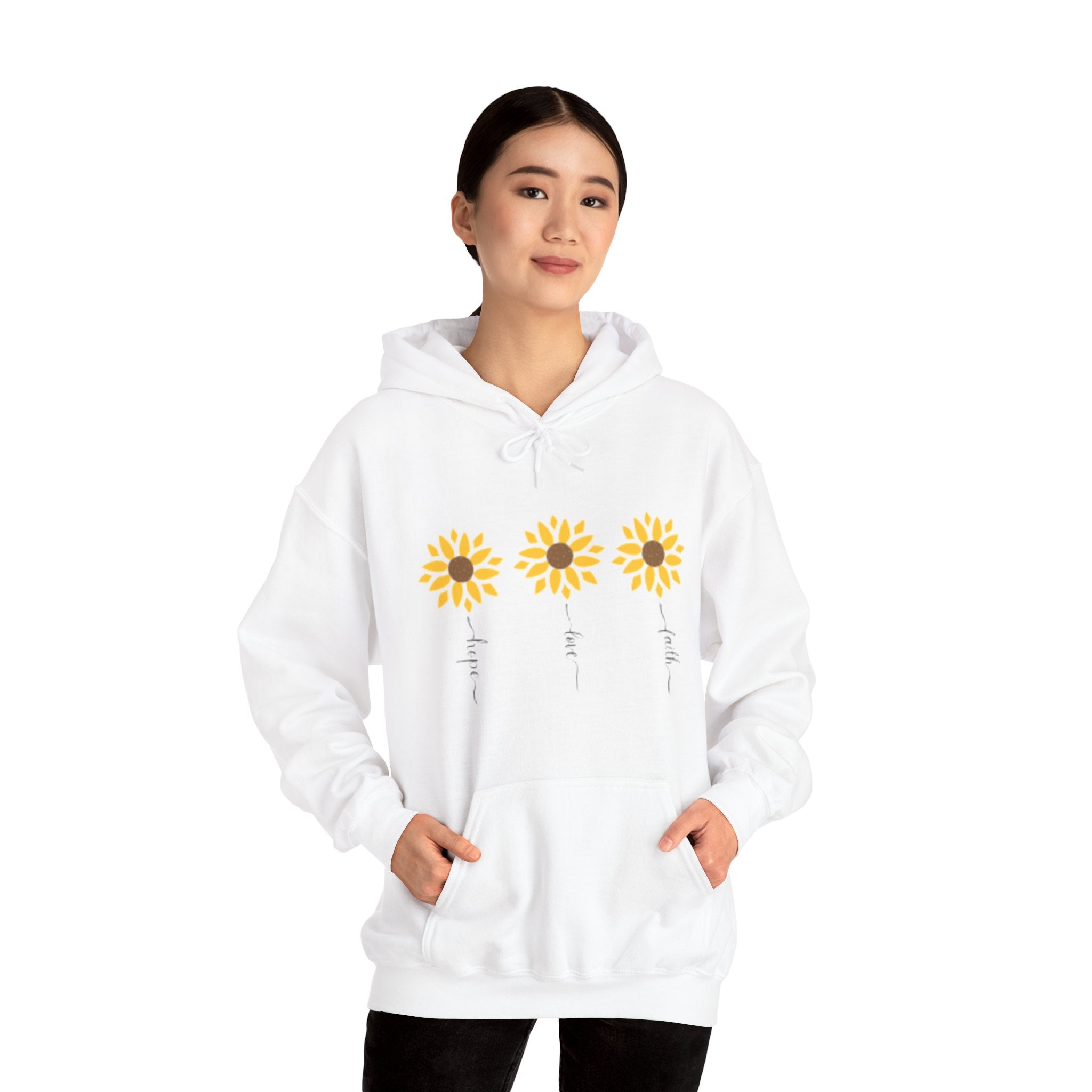 Faith, Hope, and Love Flowers Hoodie for Moms - Inspirational Unisex Hooded Sweatshirt