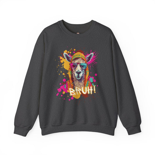 Colorful Llama Graphic Crewneck Sweatshirt | Fun Gift, Cozy Wear, Animal Lover Apparel, Chill Vibes, Casual Style