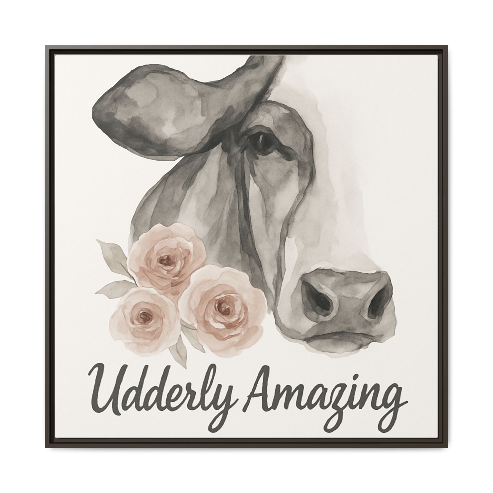 Framed Canvas Art - 'Udderly Amazing' Cow Print