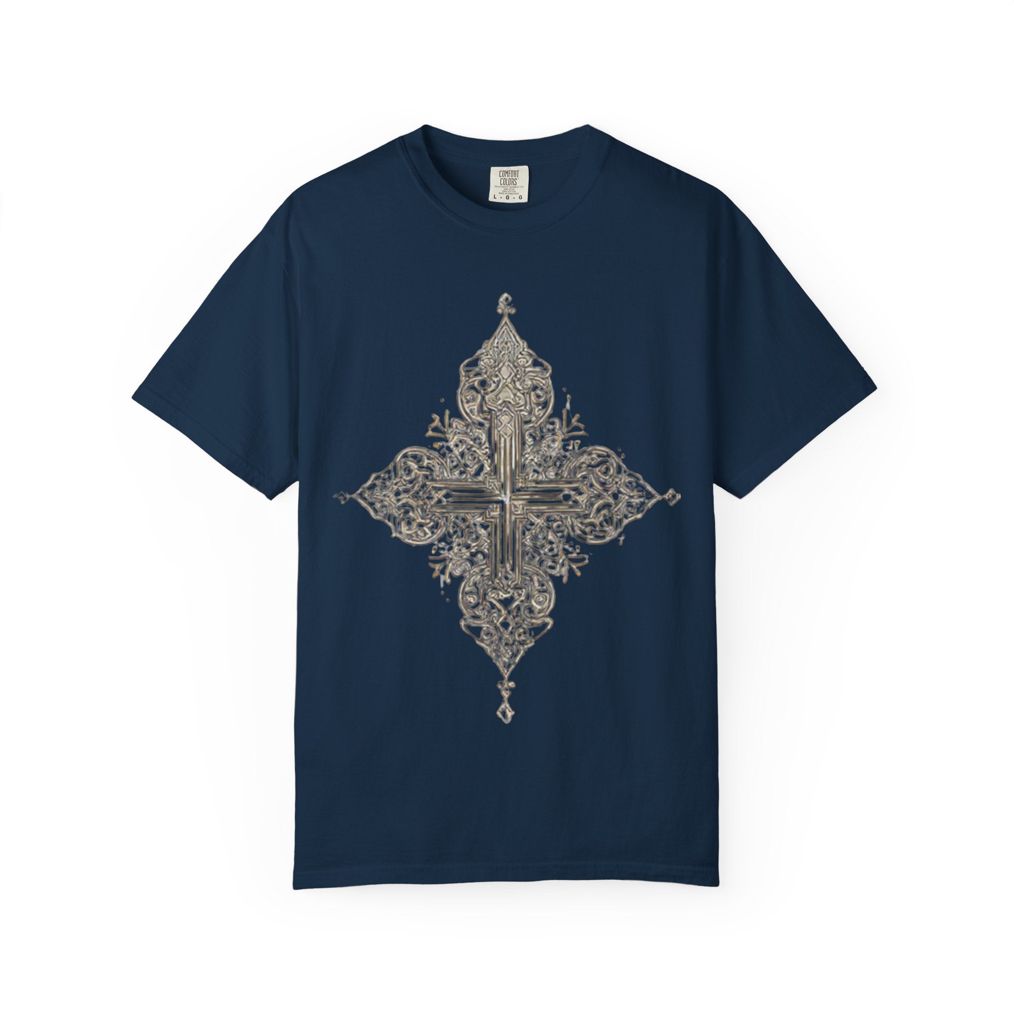 Ornate Vintage Cross T-Shirt — Gothic Floral Cross Graphic Tee