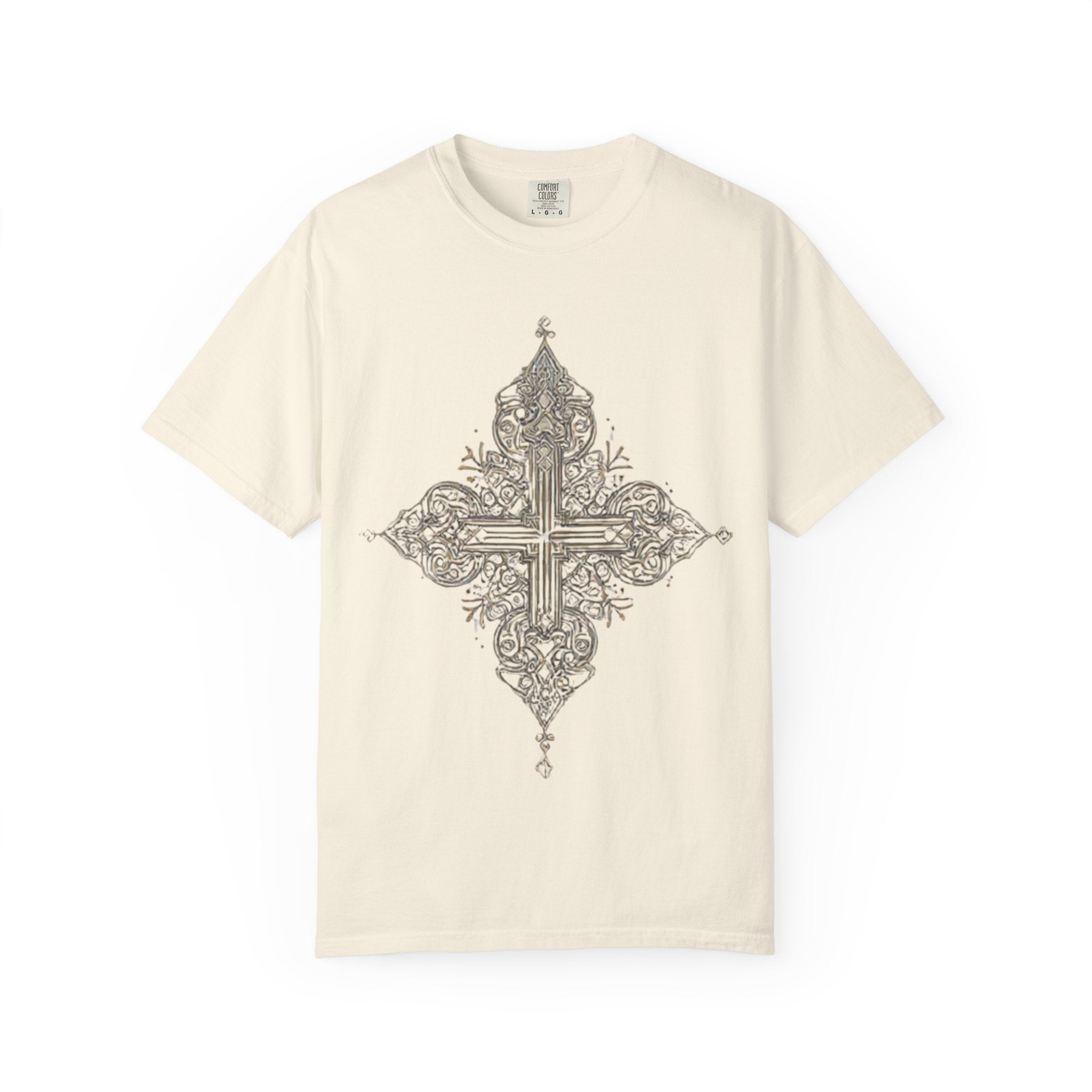 Ornate Vintage Cross T-Shirt — Gothic Floral Cross Graphic Tee