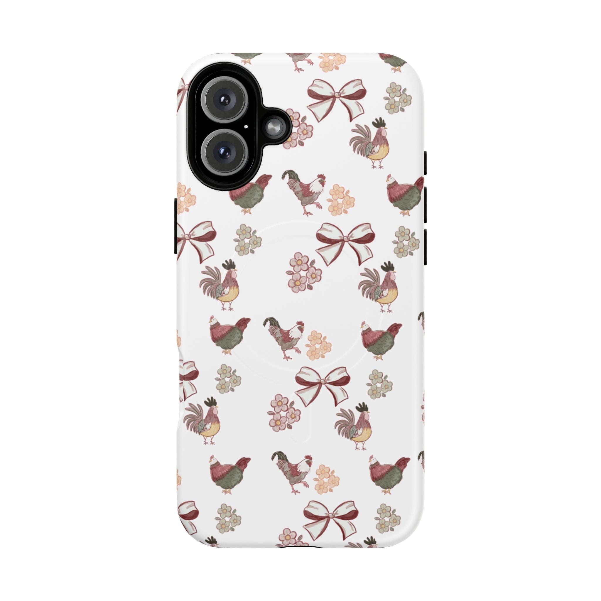 Rooster Bow Floral Phone Case — Tough Magnetic Protective iPhone Cover