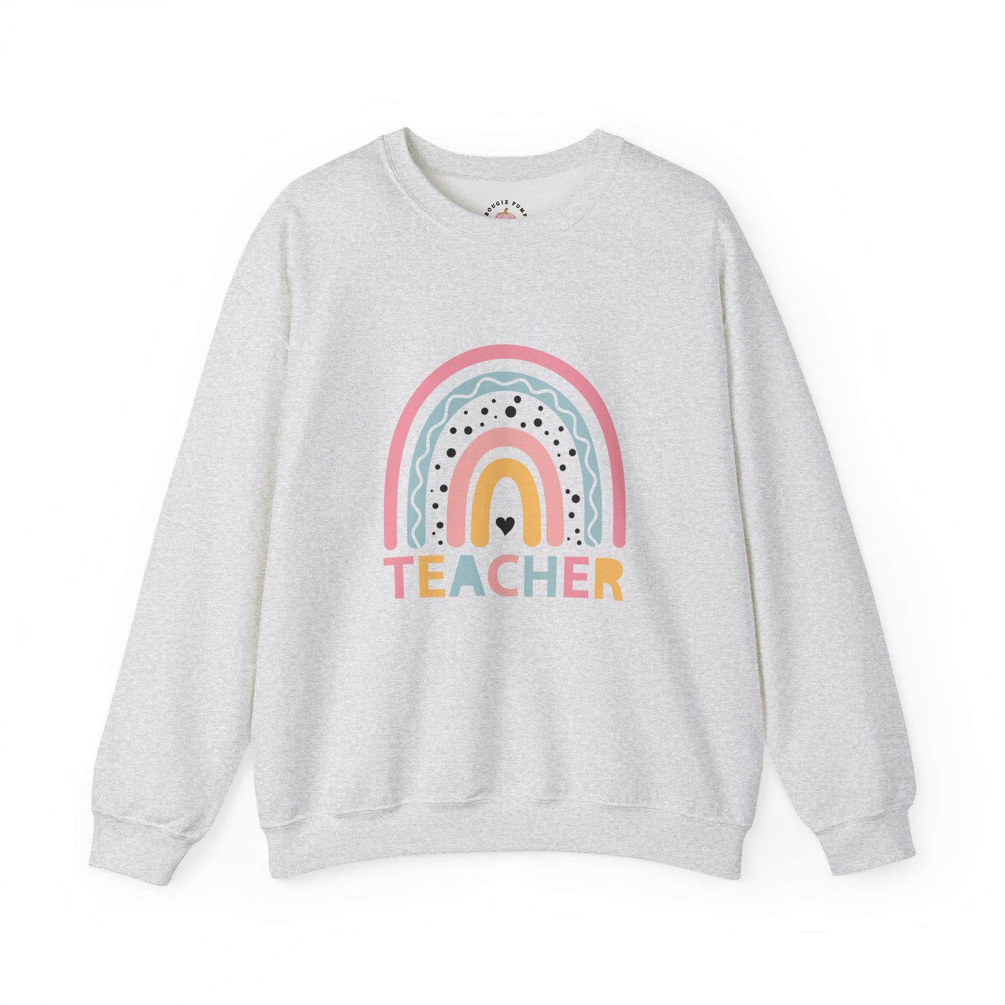 Rainbow Teacher Crewneck Sweatshirt - Cozy Gift for Educators, Back to School, Teacher Appreciation, Classroom Wear, Cute Sweatshirt