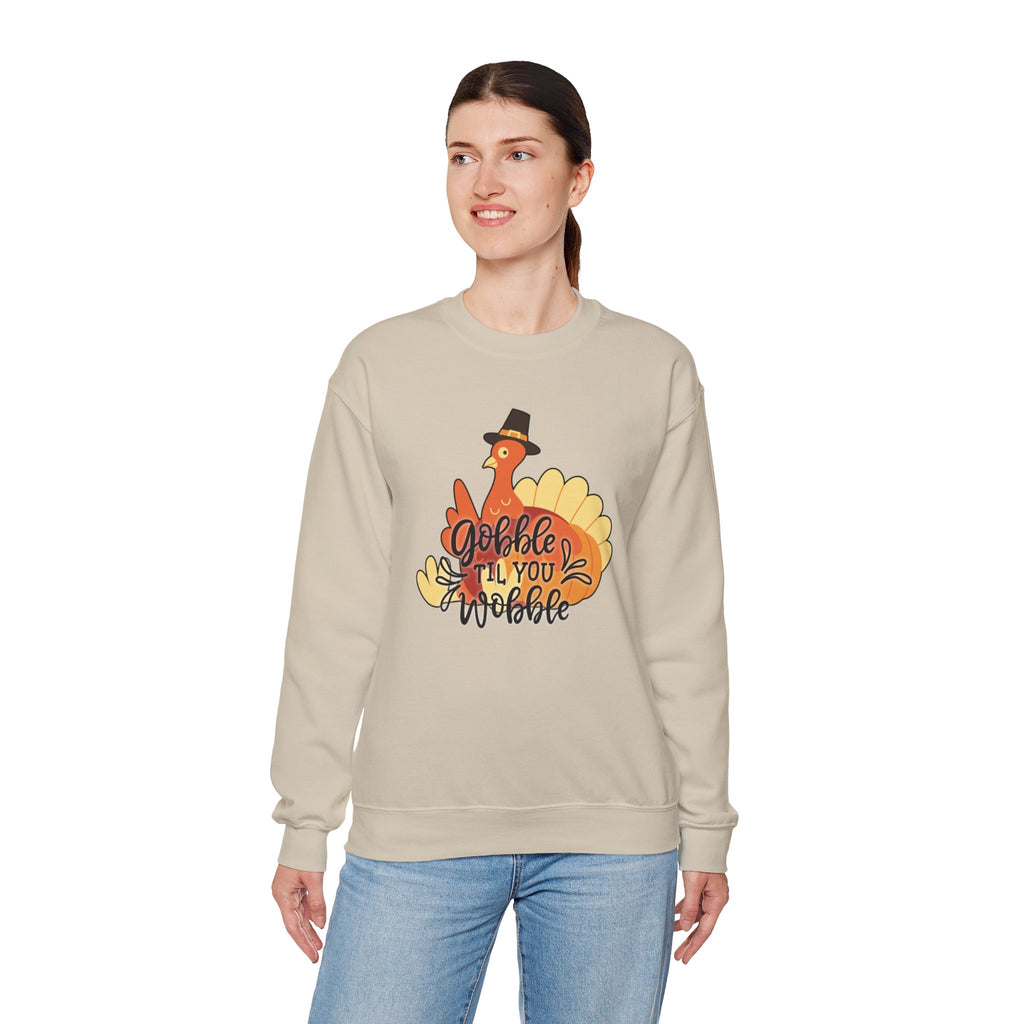 Gobble ’Til You Wobble Sweatshirt – Cute Thanksgiving Turkey Sweater | Fall Humor Shirt | Bougie Pumpkin Boutique
