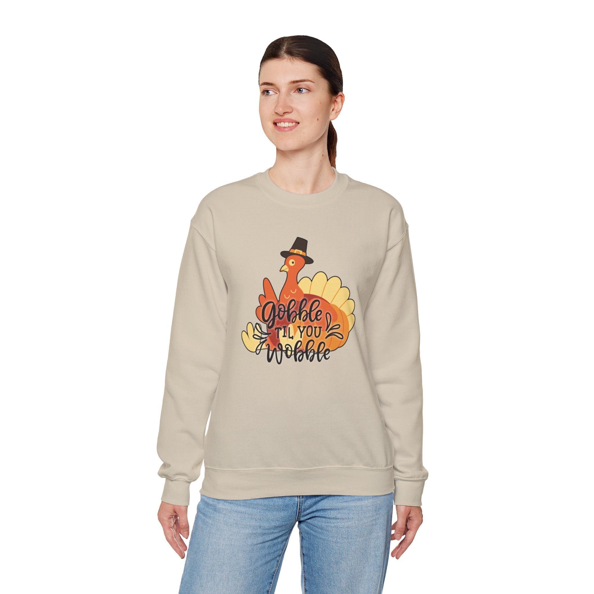 Gobble ’Til You Wobble Sweatshirt – Cute Thanksgiving Turkey Sweater | Fall Humor Shirt | Bougie Pumpkin Boutique