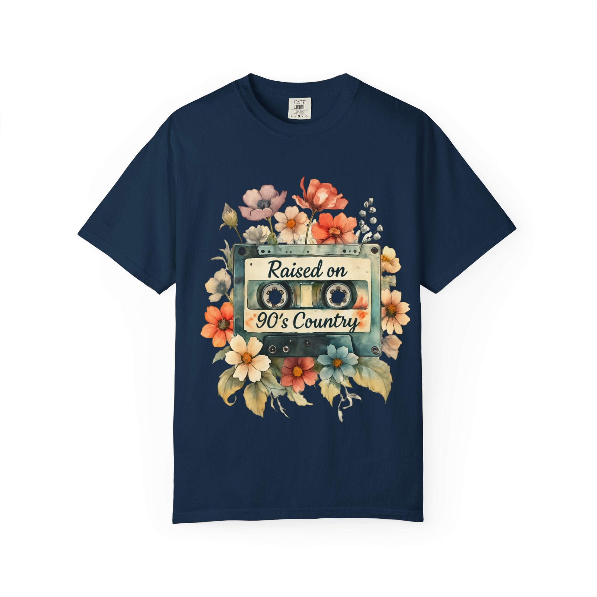 Raised on 90's Country T-Shirt — Vintage Cassette Floral Tee for Country Music Fans
