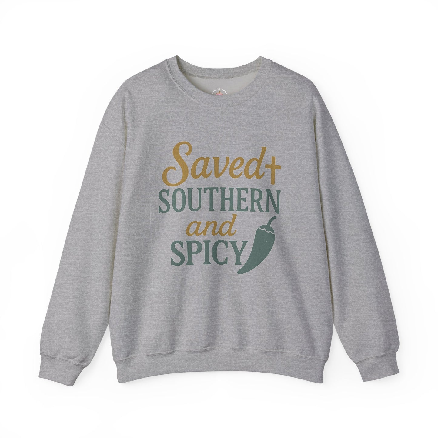Saved, Southern, and Spicy | Faith & Fire Graphic Tee for Christian Women - The Bougie Pumpkin Boutique
