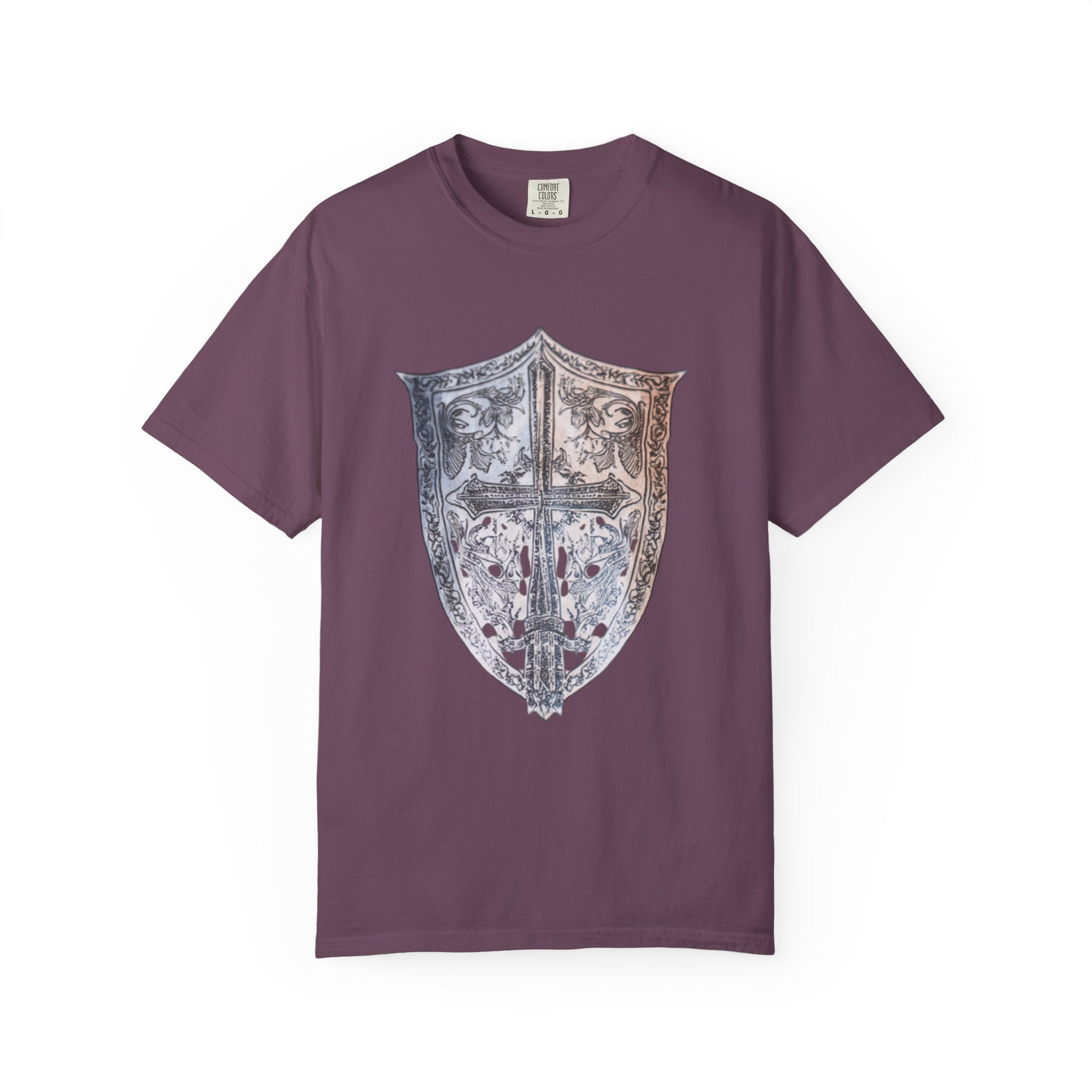 Medieval Cross Shield Graphic T-Shirt — Vintage Knight Crest Tee