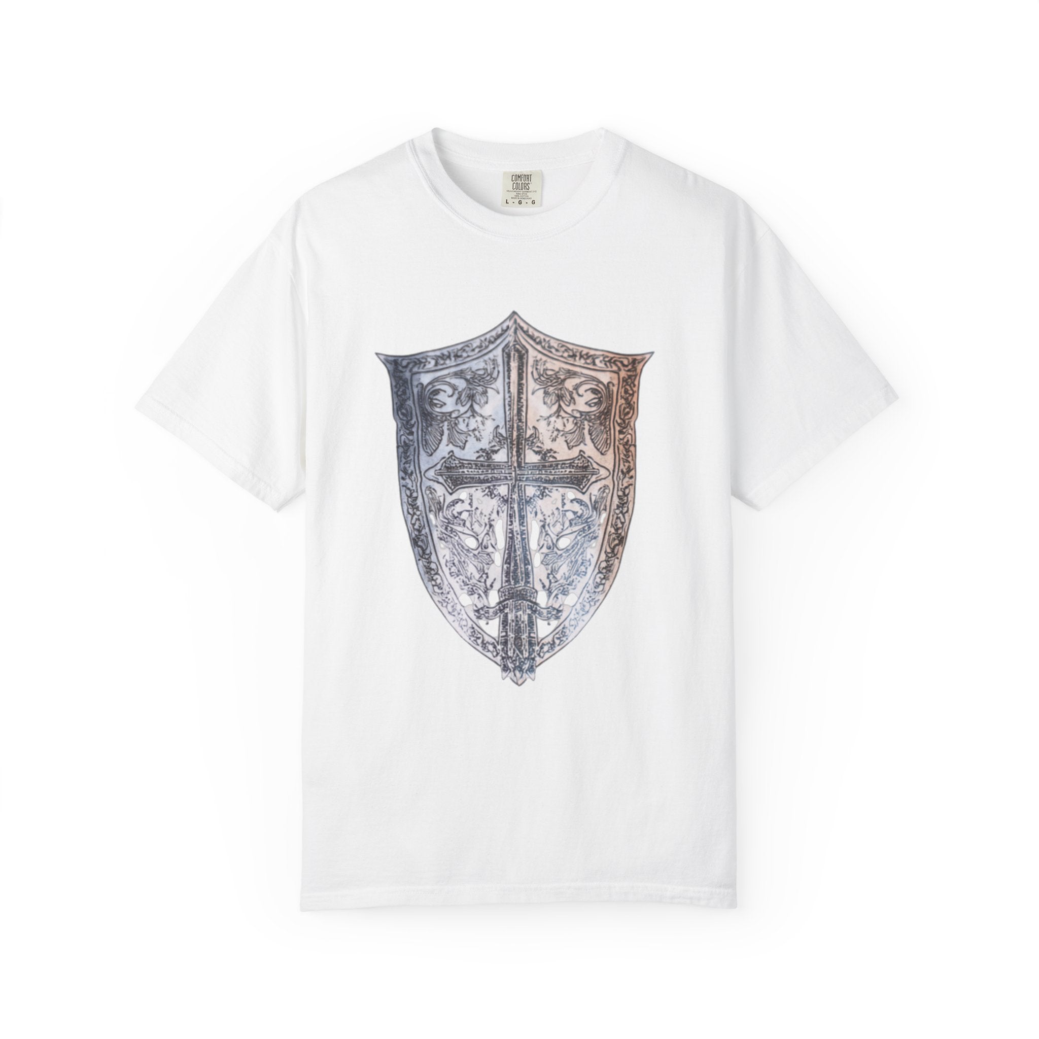 Medieval Cross Shield Graphic T-Shirt — Vintage Knight Crest Tee