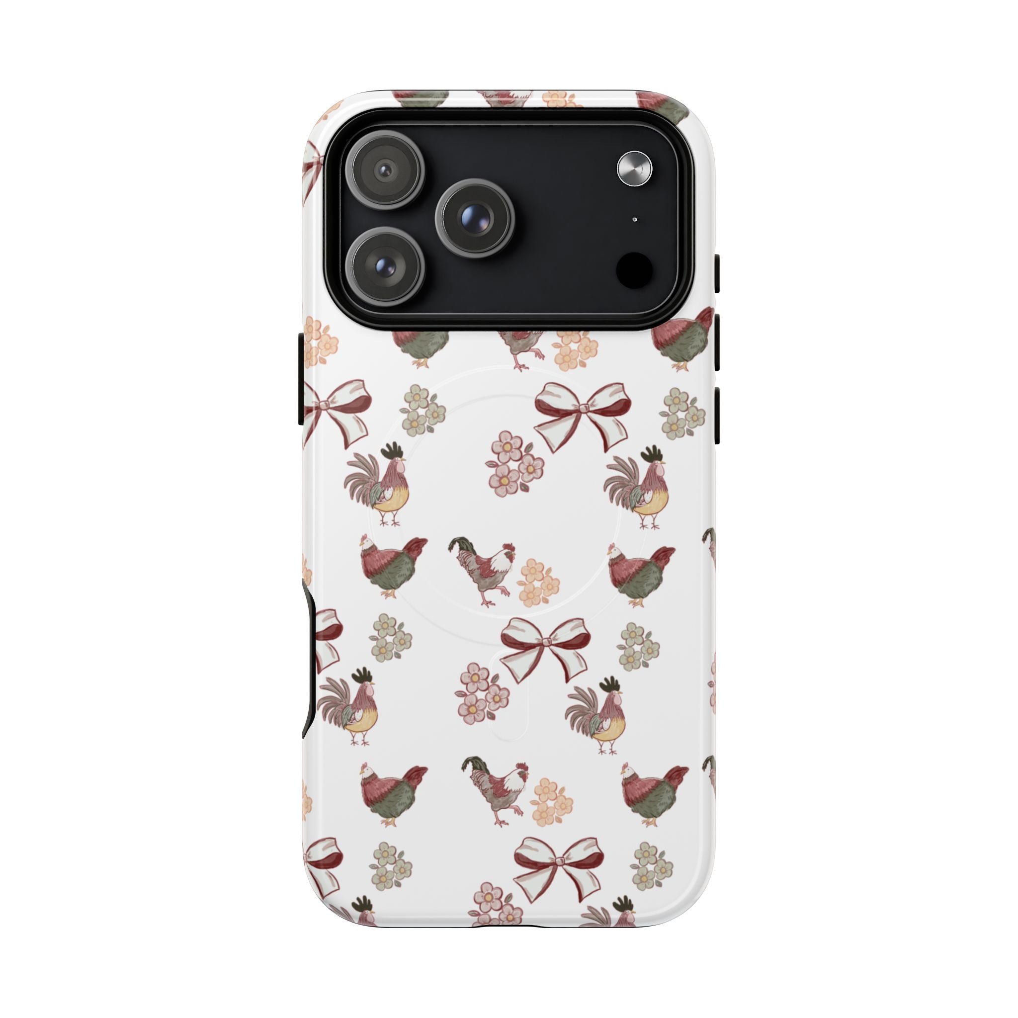 Rooster Bow Floral Phone Case — Tough Magnetic Protective iPhone Cover
