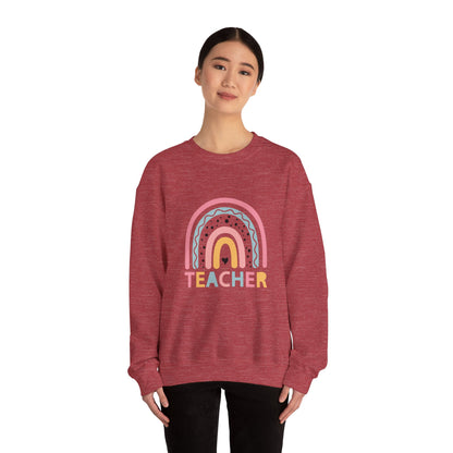 Rainbow Teacher Crewneck Sweatshirt - Cozy Gift for Educators, Back to School, Teacher Appreciation, Classroom Wear, Cute Sweatshirt
