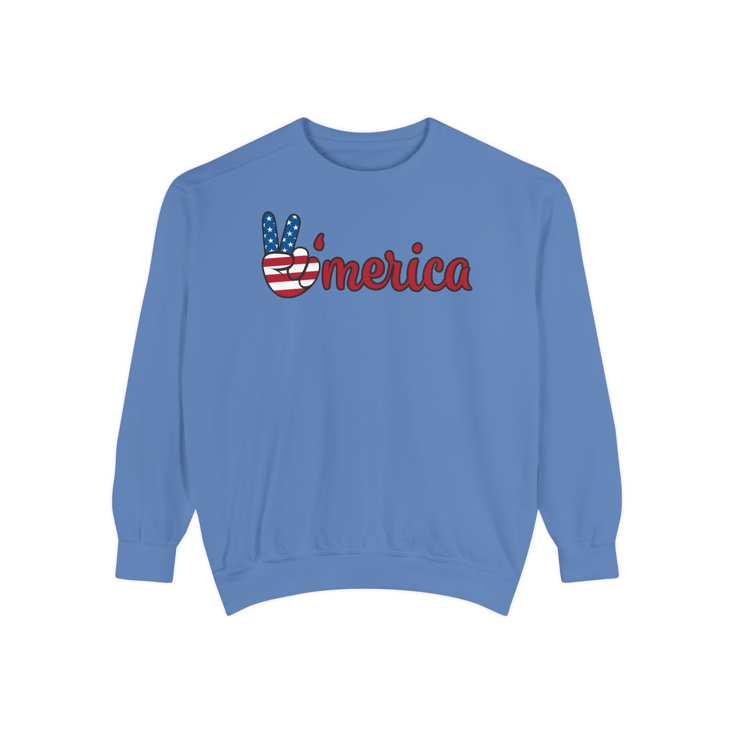 American Peace Sweatshirt, Unisex Garment-Dyed Hoodie, Patriotic Apparel, Trendy Fashion, Unique Gift for Holidays - The Bougie Pumpkin Boutique
