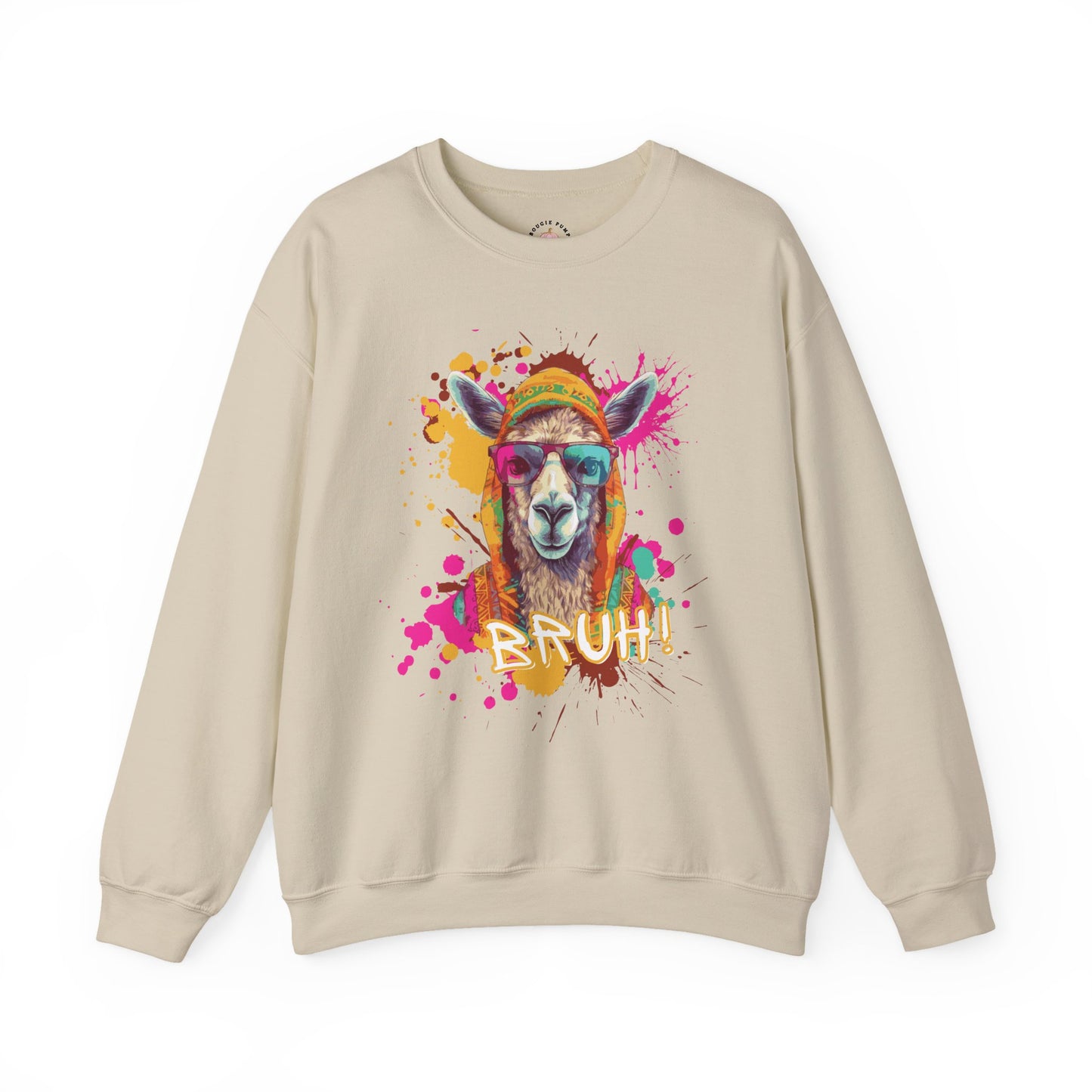 Colorful Llama Graphic Crewneck Sweatshirt | Fun Gift, Cozy Wear, Animal Lover Apparel, Chill Vibes, Casual Style