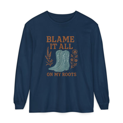 Blame It All On My Roots Graphic Sweatshirt | Southern Faith Boutique Apparel - The Bougie Pumpkin Boutique