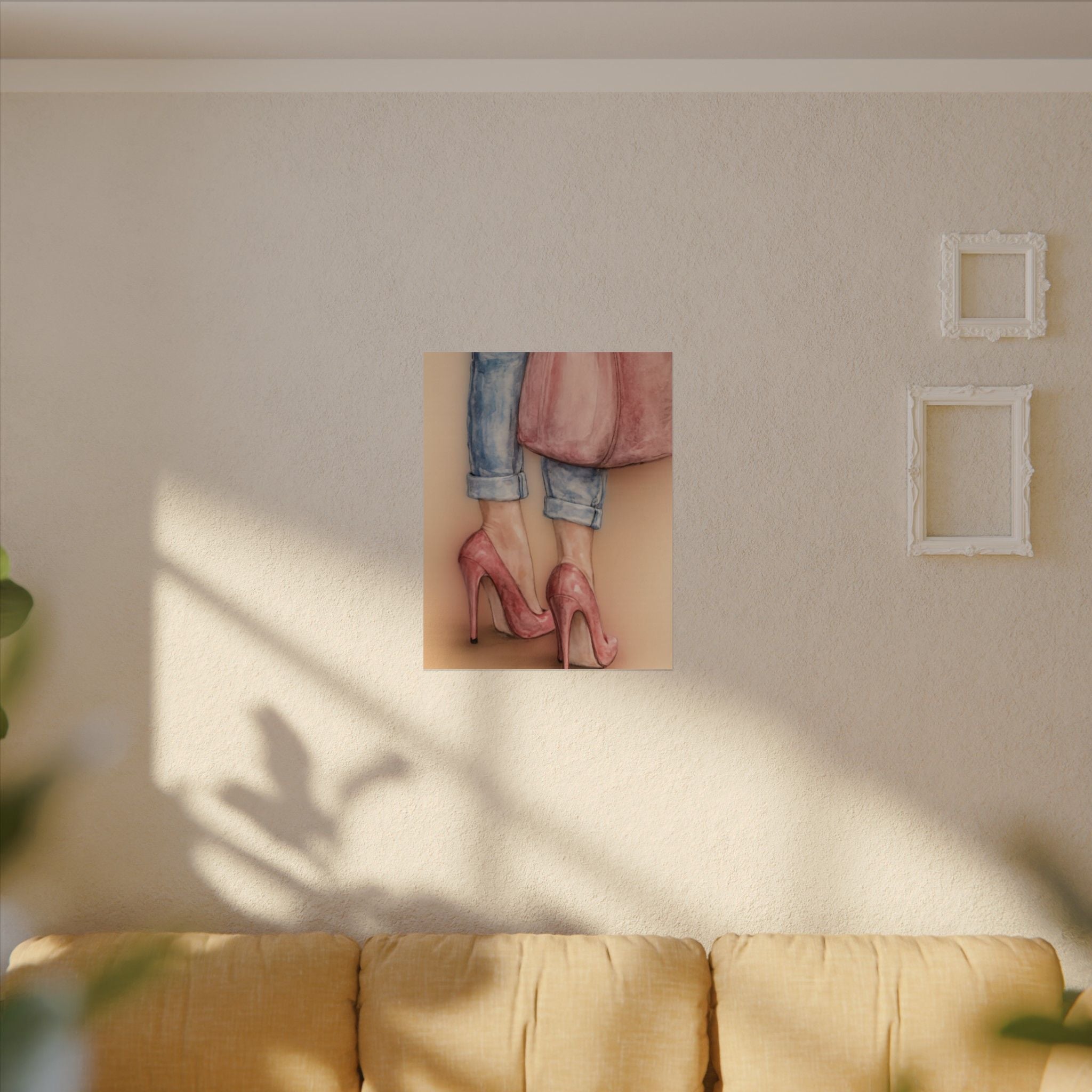 Stepping in Faith High Heels Poster — Watercolor Fashion Illustration Matte Print