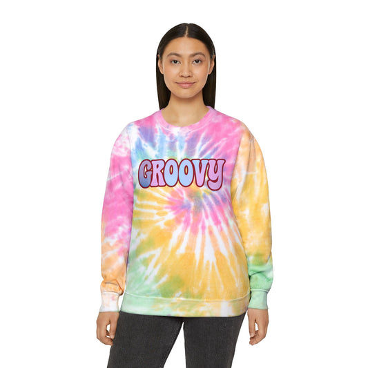 Groovy Tie-Dye Sweatshirt, Retro Vibes Sweater, Unisex Casual Wear, Perfect Gift for Friends, Cozy Tie-Dye Apparel