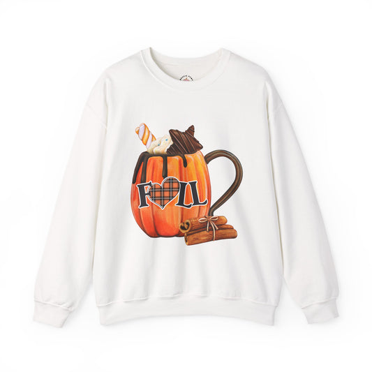 Autumn Vibes Pumpkin Mug Sweatshirt, Cozy Fall Clothing, Unisex Crewneck, Holiday Gift, Pumpkin Lovers, Casual Comfortable Sweatshirt