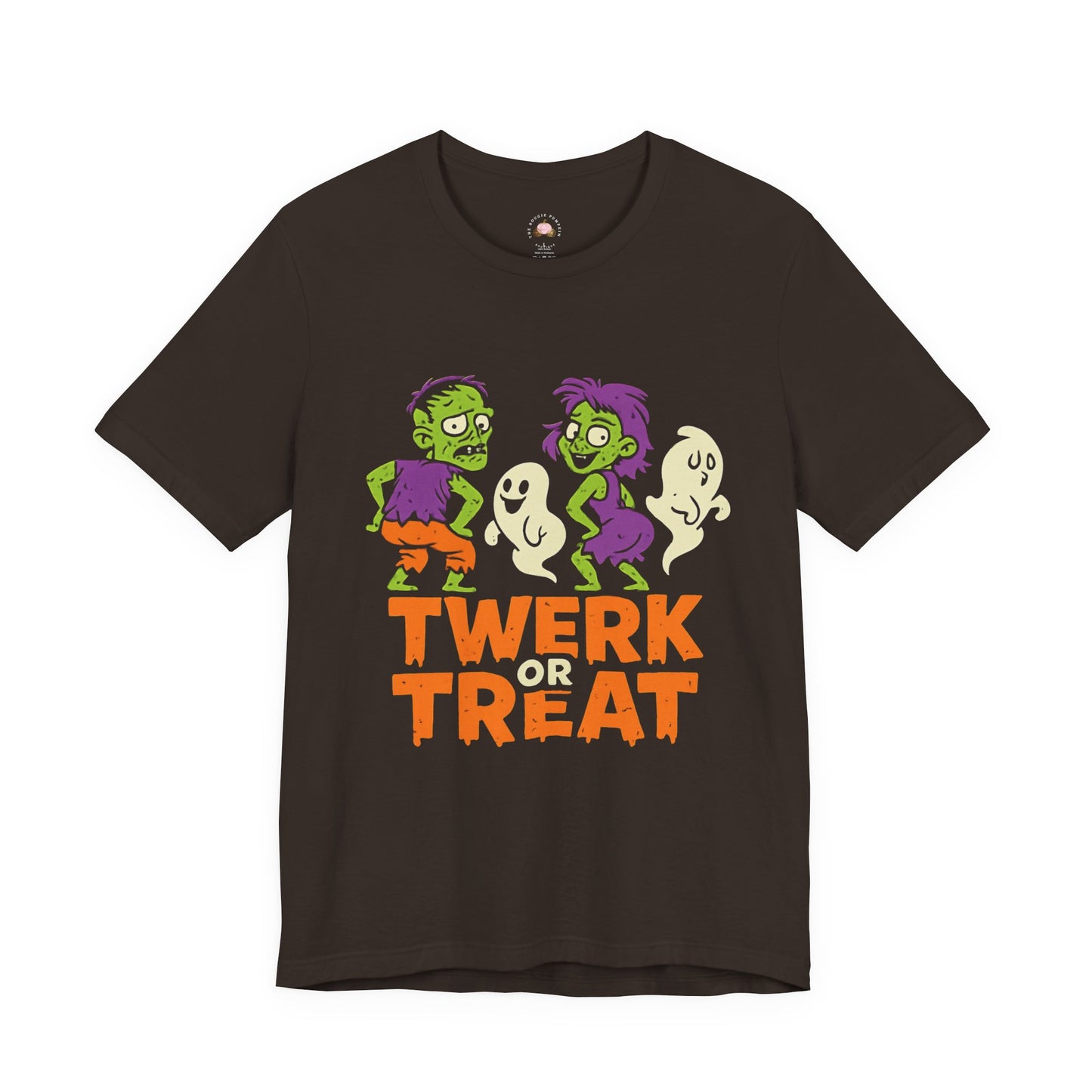 Halloween Fun Unisex Jersey Tee, T-Shirt for Halloween Parties, Funny Costume Tee, Trendy Unisex Tee, Twerk or Treat Design