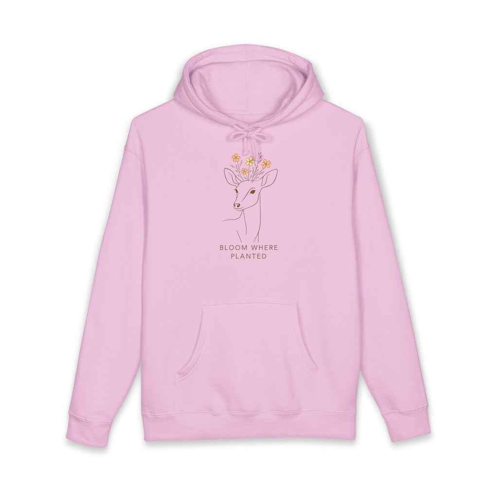 Floral Deer Hoodie — "Bloom Where Planted" Cozy Graphic Sweatshirt