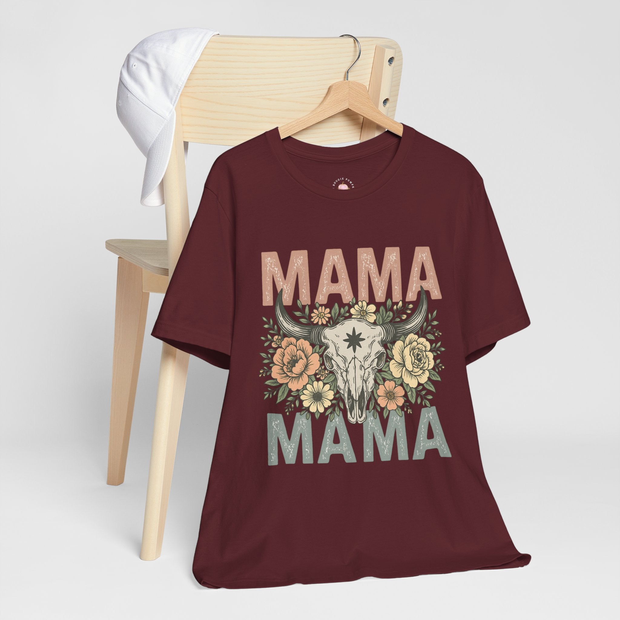 Mama Floral Skull Tee — Vintage Boho Mom T‑Shirt for Mother’s Day