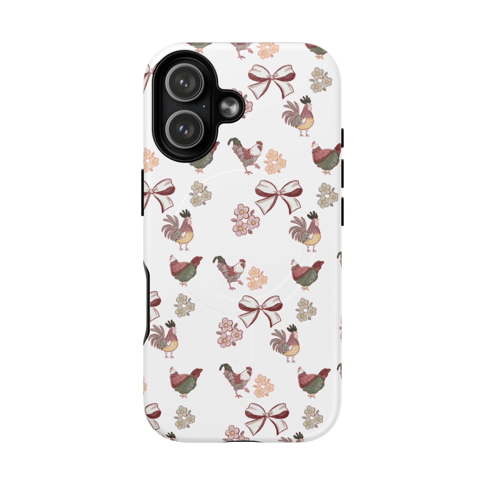 Rooster Bow Floral Phone Case — Tough Magnetic Protective iPhone Cover
