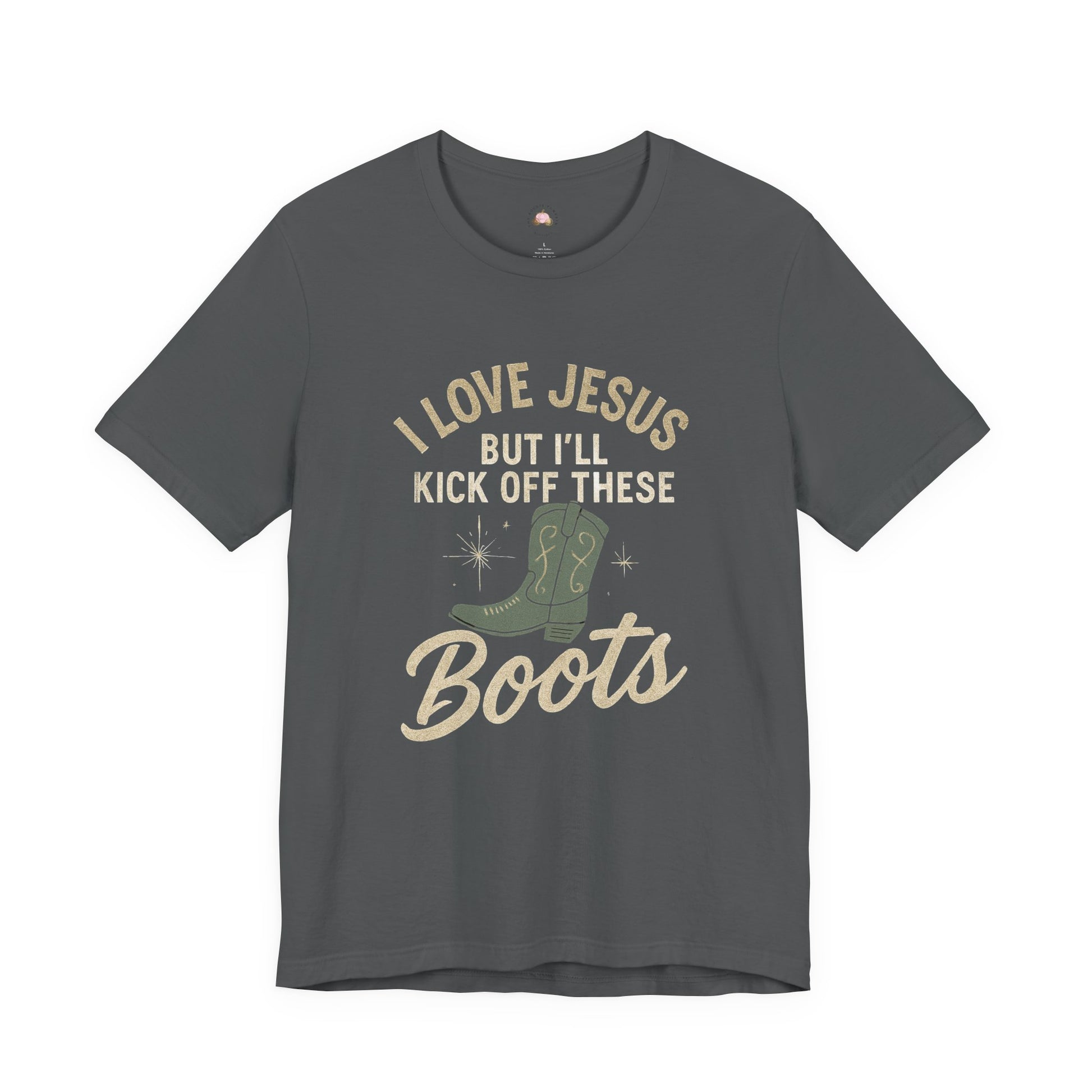 I Love Jesus But I’ll Kick Off These Boots Tee | Bougie Pumpkin Boutique - The Bougie Pumpkin Boutique