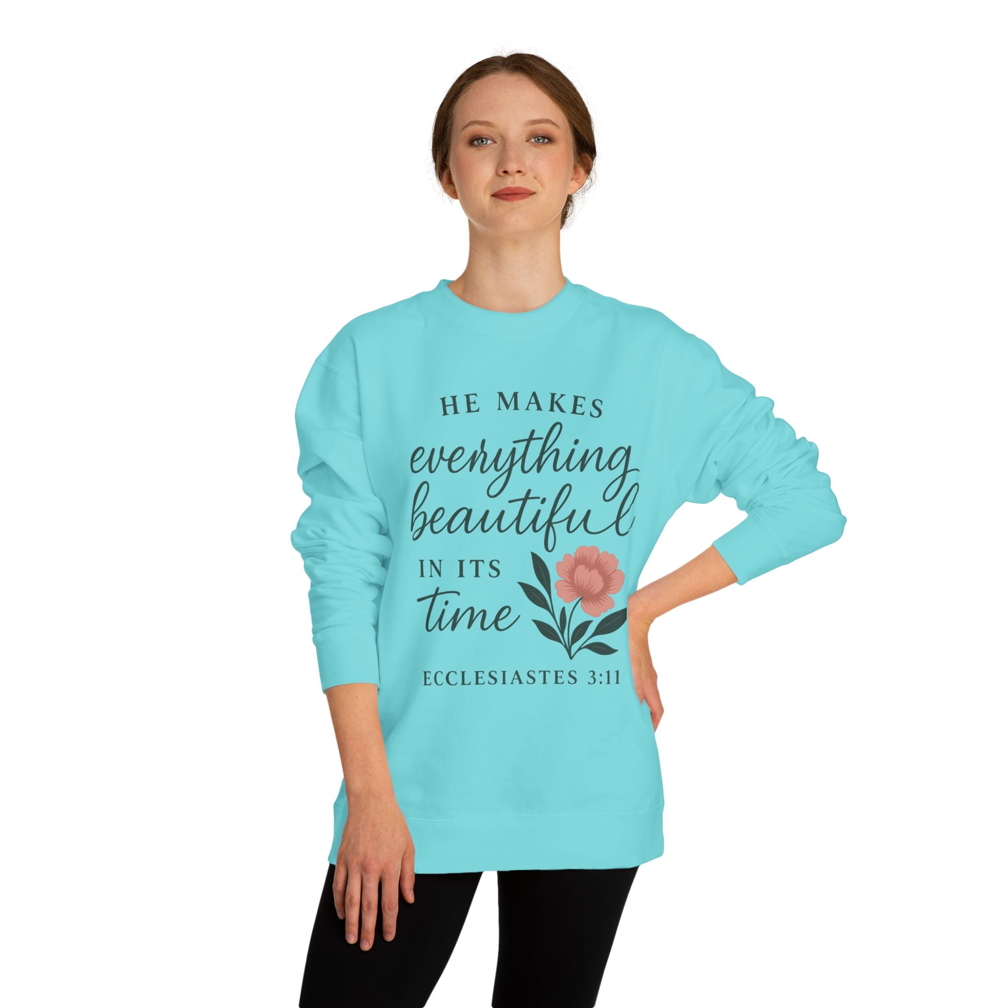 Ecclesiastes 3:11 Floral Crewneck Sweatshirt – "He Makes Everything Beautiful" Christian Pullover