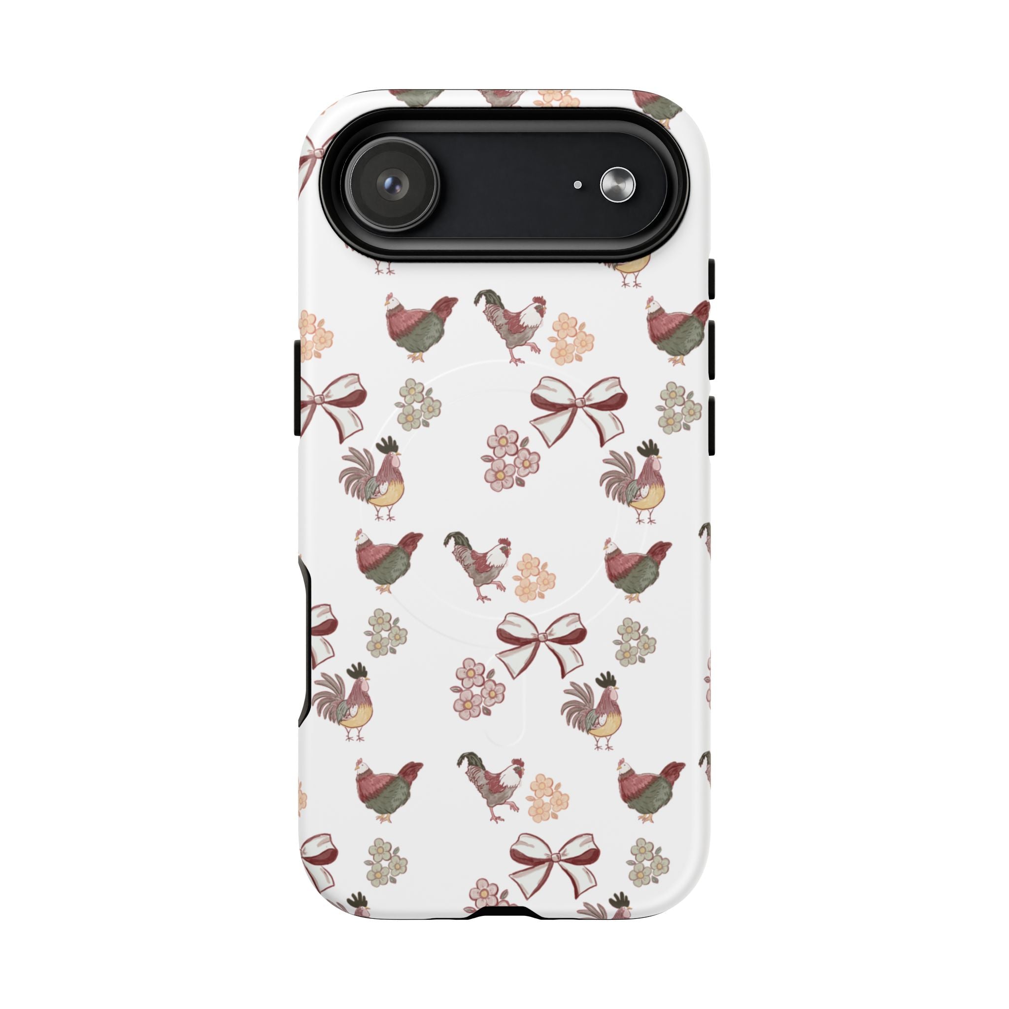 Rooster Bow Floral Phone Case — Tough Magnetic Protective iPhone Cover