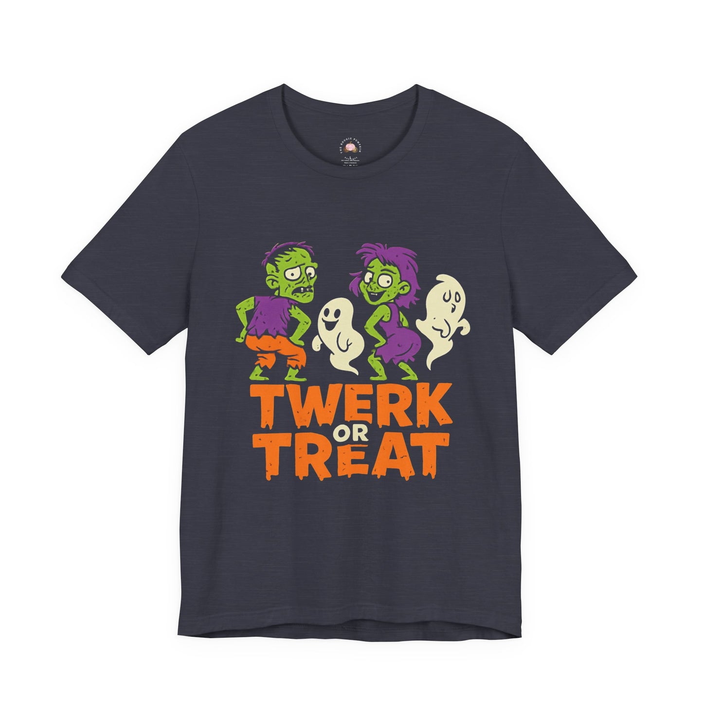 Halloween Fun Unisex Jersey Tee, T-Shirt for Halloween Parties, Funny Costume Tee, Trendy Unisex Tee, Twerk or Treat Design