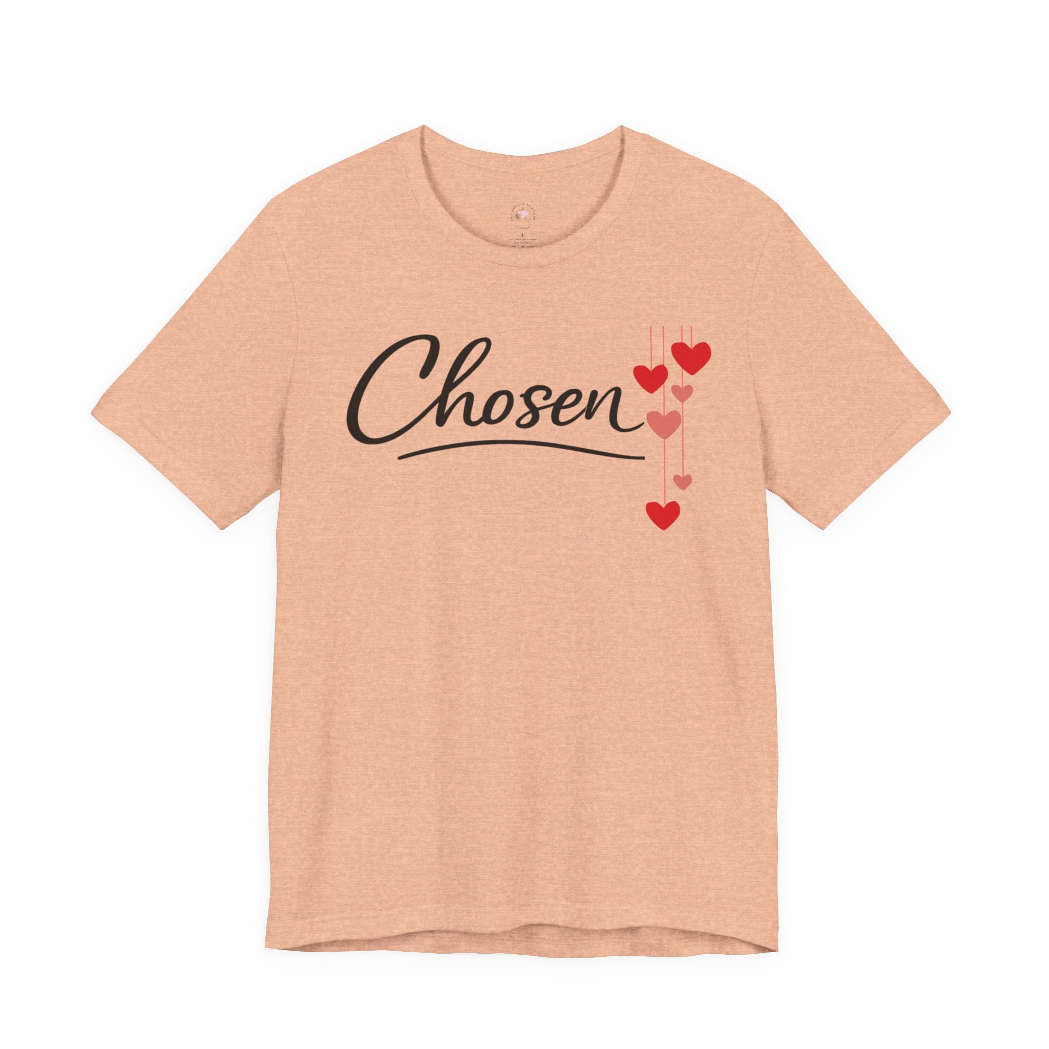 Chosen Hearts T-Shirt — 'Chosen' Script Tee with Falling Hearts